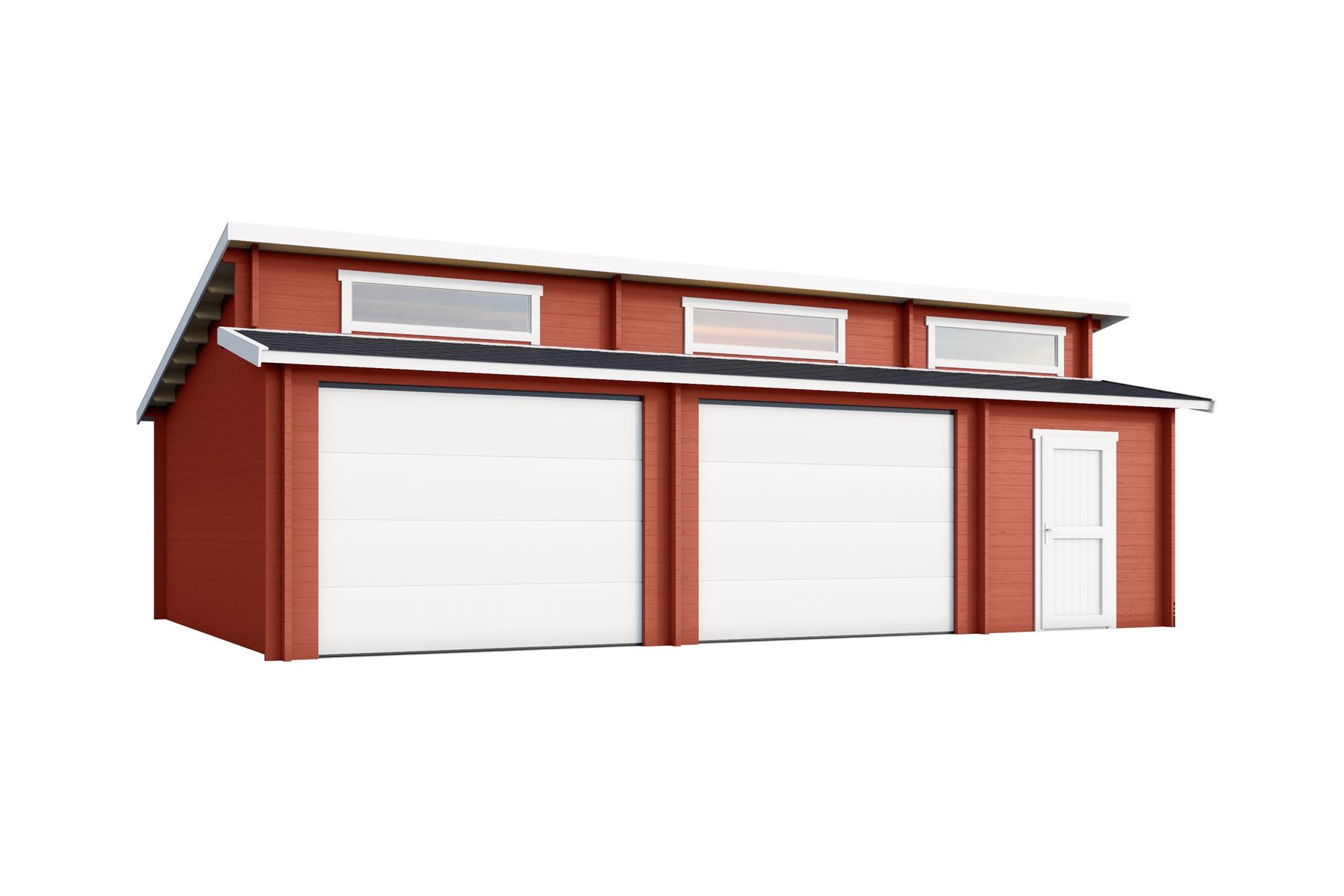 Lasita Maja Hawaii Set mit Sektionaltor Garage 44 mm 2-Raum, 780 x 520, Schwedenrot Lasita Maja Hawaii Set mit Sektionaltor Garage 44 mm 2-Raum, 780 x 520, Schwedenrot