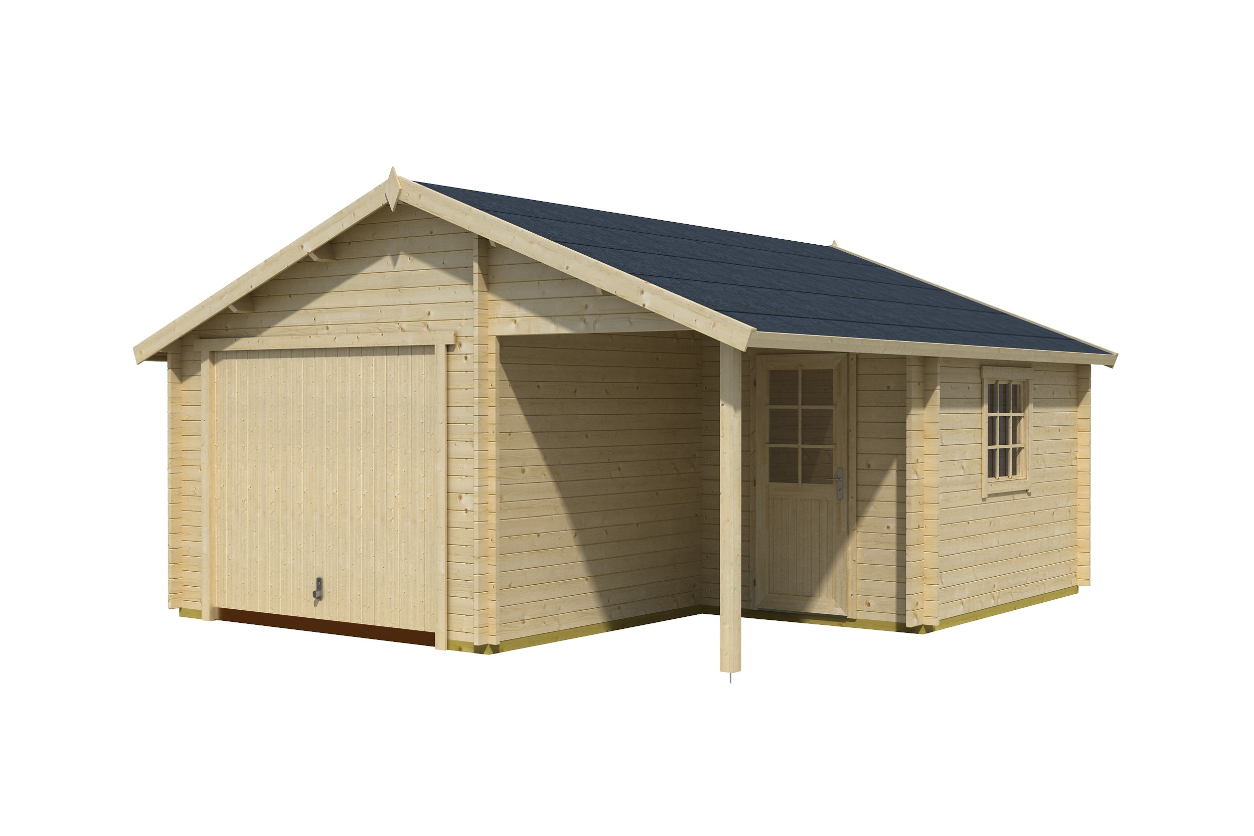 Lasita Maja Nevis Set mit Schwingtor Garage 44 mm, 500 x 550, Naturbelassen Lasita Maja Nevis Set mit Schwingtor Garage 44 mm, 500 x 550, Naturbelassen