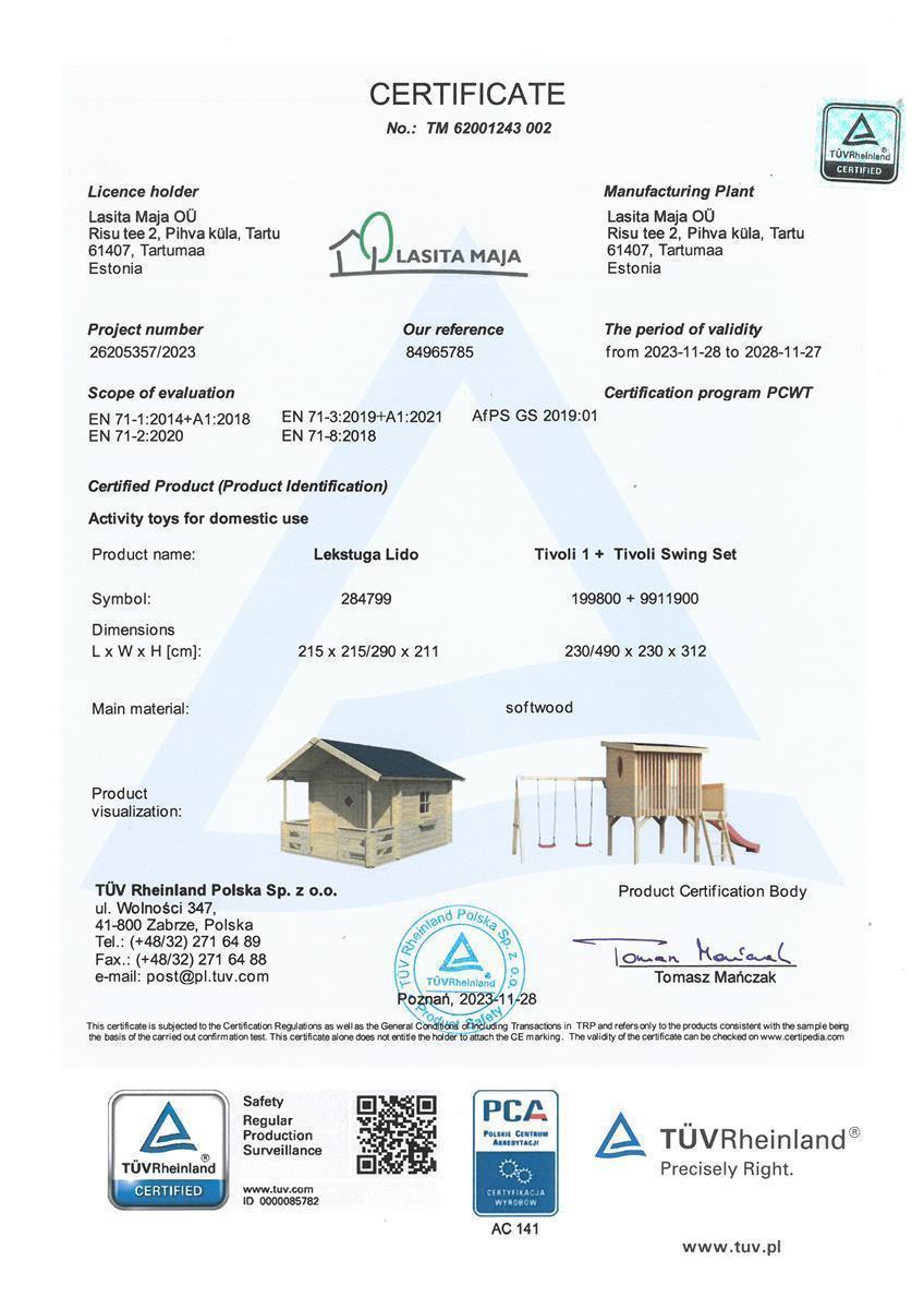 Lasita Maja Tivoli 1 (inkl.Rutsche in Rot) Kinderspielhaus 19mm, Fundamentmass 160 x 230, Lichtgrau Lasita Maja Tivoli 1 (inkl.Rutsche in Rot) Kinderspielhaus 19mm, Fundamentmass 160 x 230, Lichtgrau