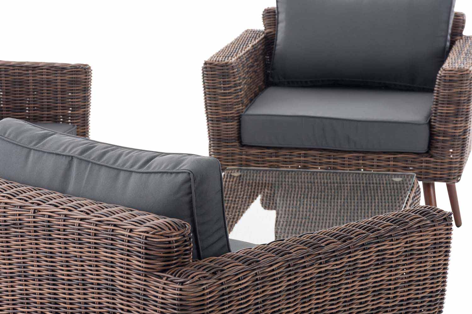 Loungeset Kiruna Rundrattan Braun-meliert 45 cm (Dunkelbraun)