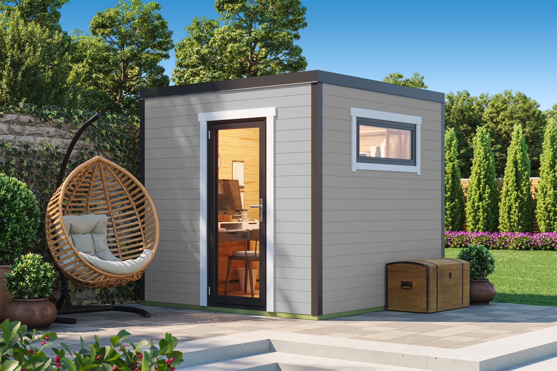 Lasita Maja Sardinia 1 Set Gartenhaus Blockhaus 44 mm, 250x250, Lichtgrau Lasita Maja Sardinia 1 Set Gartenhaus Blockhaus 44 mm, 250x250, Lichtgrau