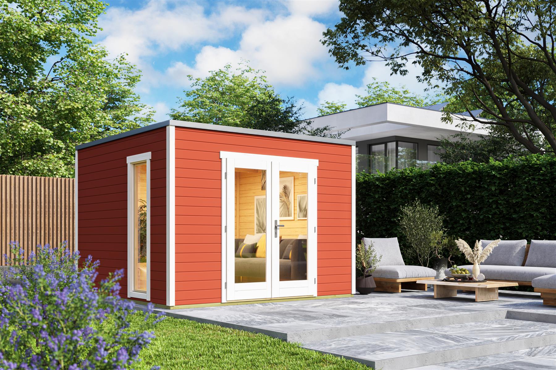 Lasita Maja Palermo 1 Holz-Gartenhaus Blockhaus 28mm, 294x300, Schwedenrot