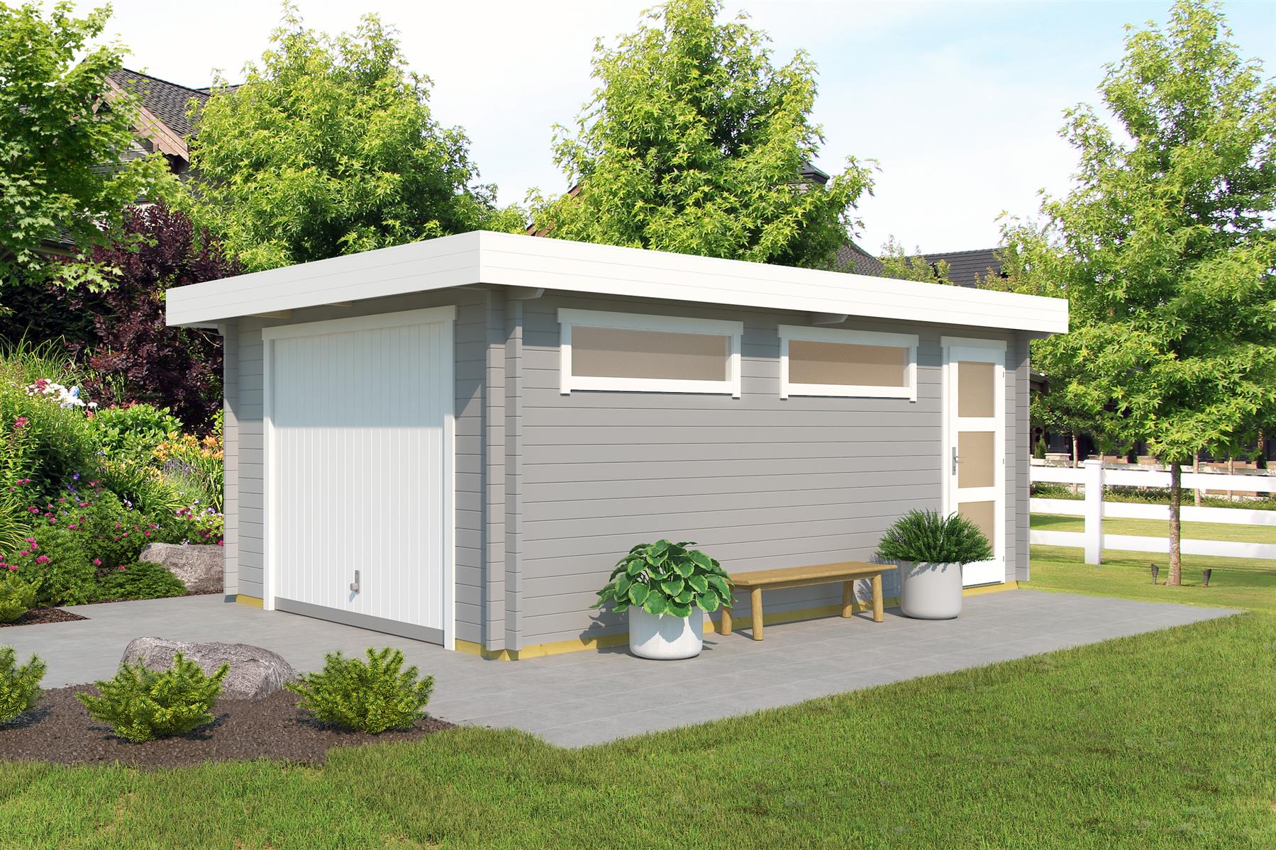 Lasita Maja Canberra Set mit Schwingtor Garage 44 mm, 360 x 540, Lichtgrau Lasita Maja Canberra Set mit Schwingtor Garage 44 mm, 360 x 540, Lichtgrau