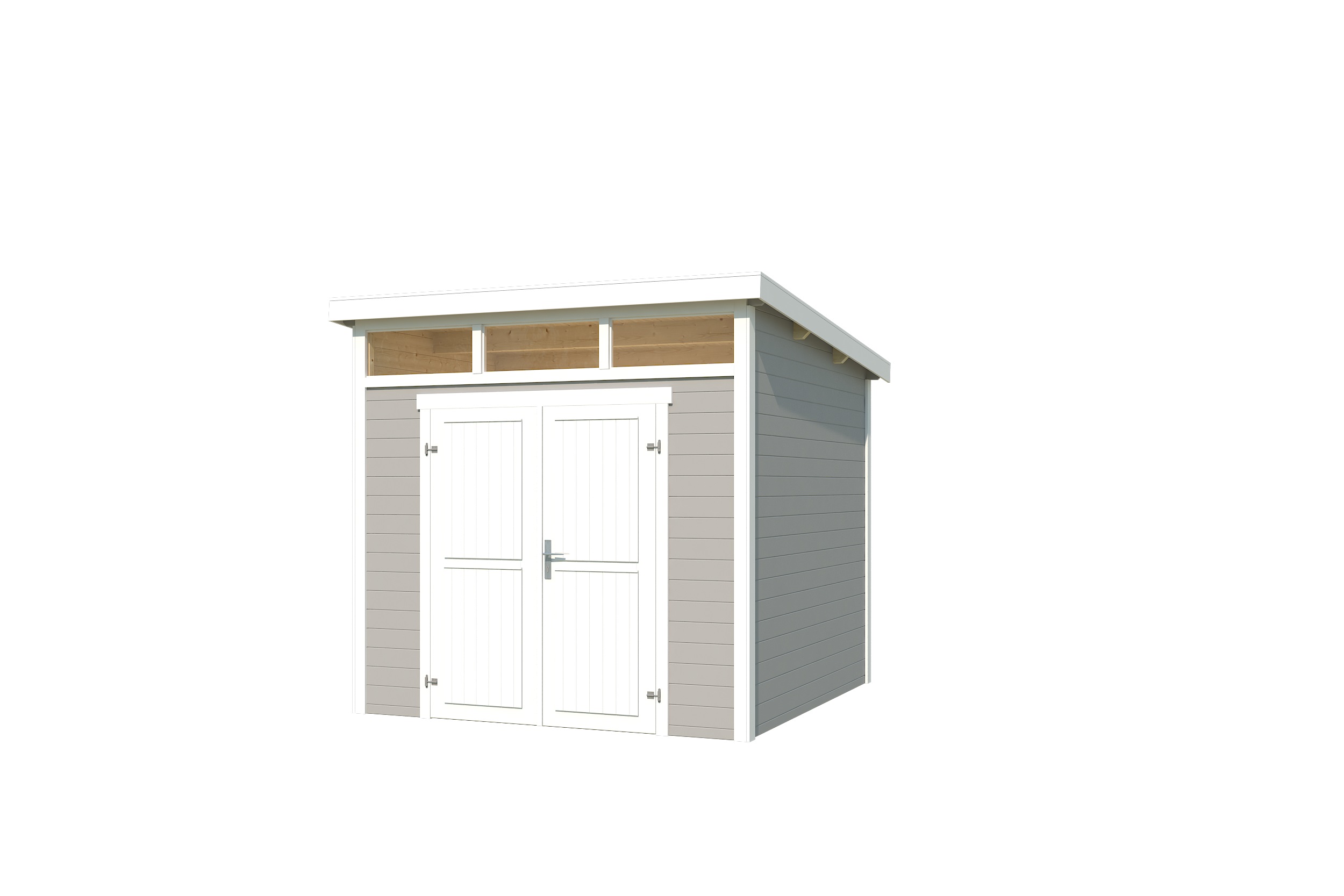 Lasita Maja Kibo 3 Holz-Gartenhaus Blockhaus 28mm, 250x250, Lichtgrau