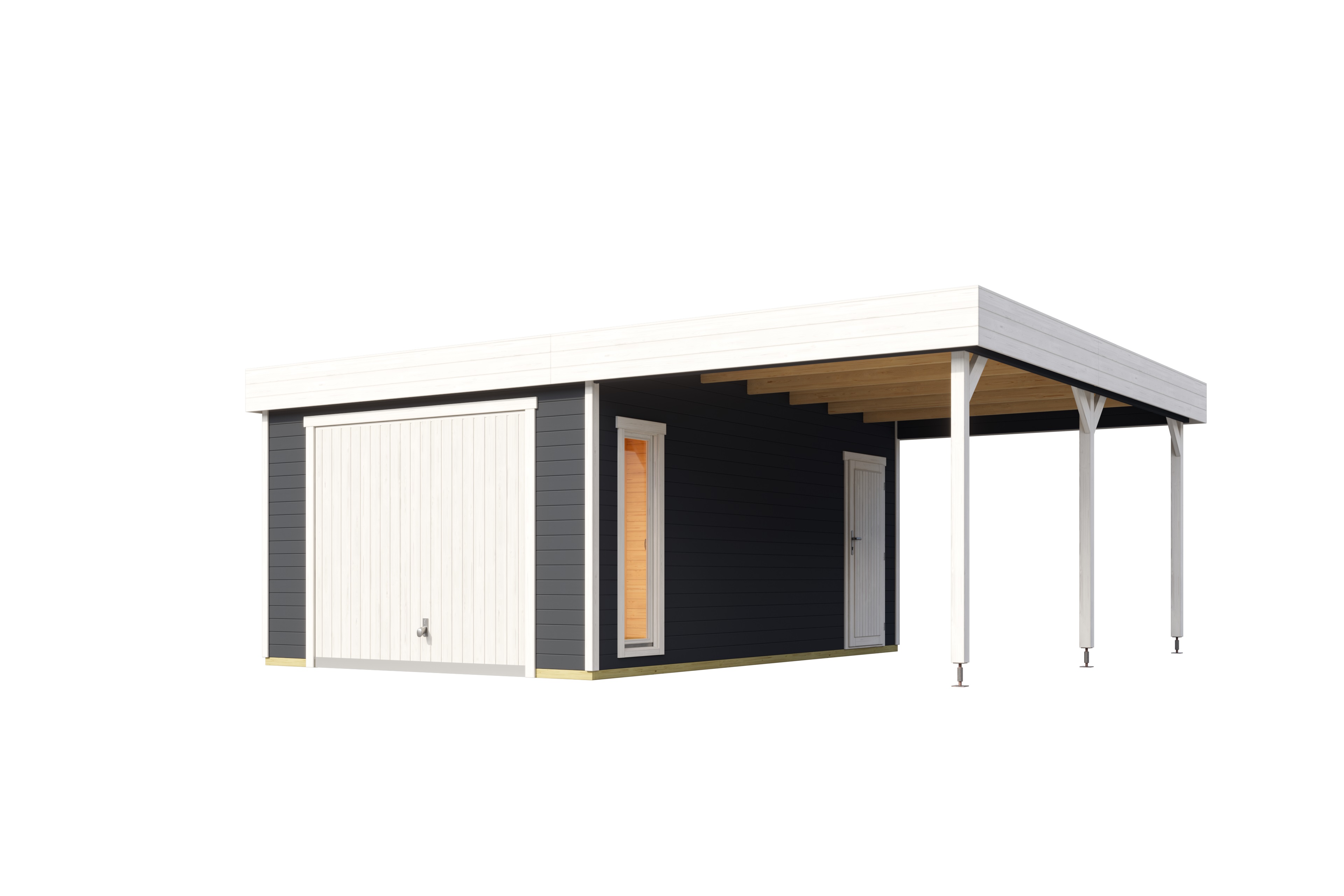 Lasita Maja Bahamas Set mit Schwingtor Garage 44mm mit Dachanbau, 660 x 540, Carbongrau Lasita Maja Bahamas Set mit Schwingtor Garage 44mm mit Dachanbau, 660 x 540, Carbongrau