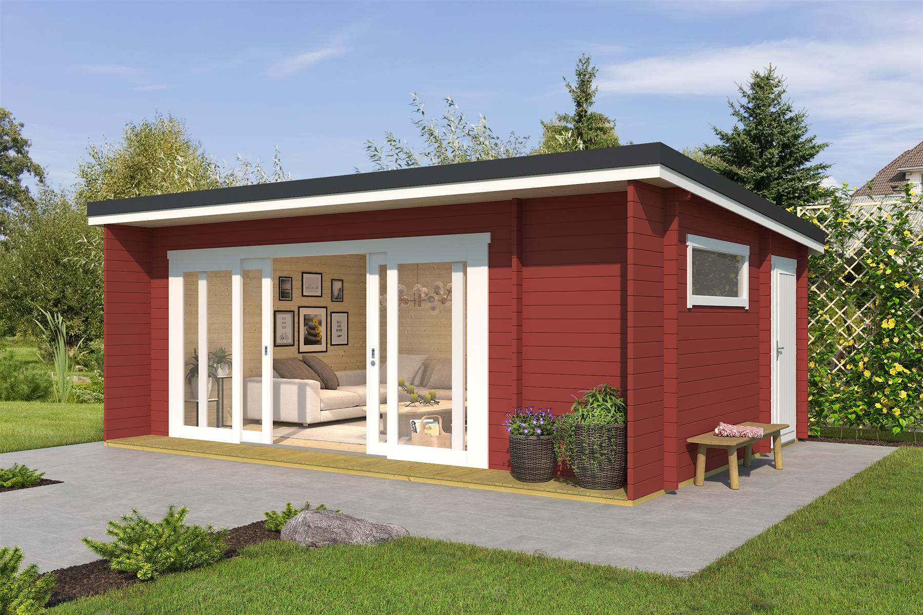 Lasita Maja Java Gartenhaus Blockhaus 44 mm 3-Raum, 608 x 390, Schwedenrot Lasita Maja Java Gartenhaus Blockhaus 44 mm 3-Raum, 608 x 390, Schwedenrot