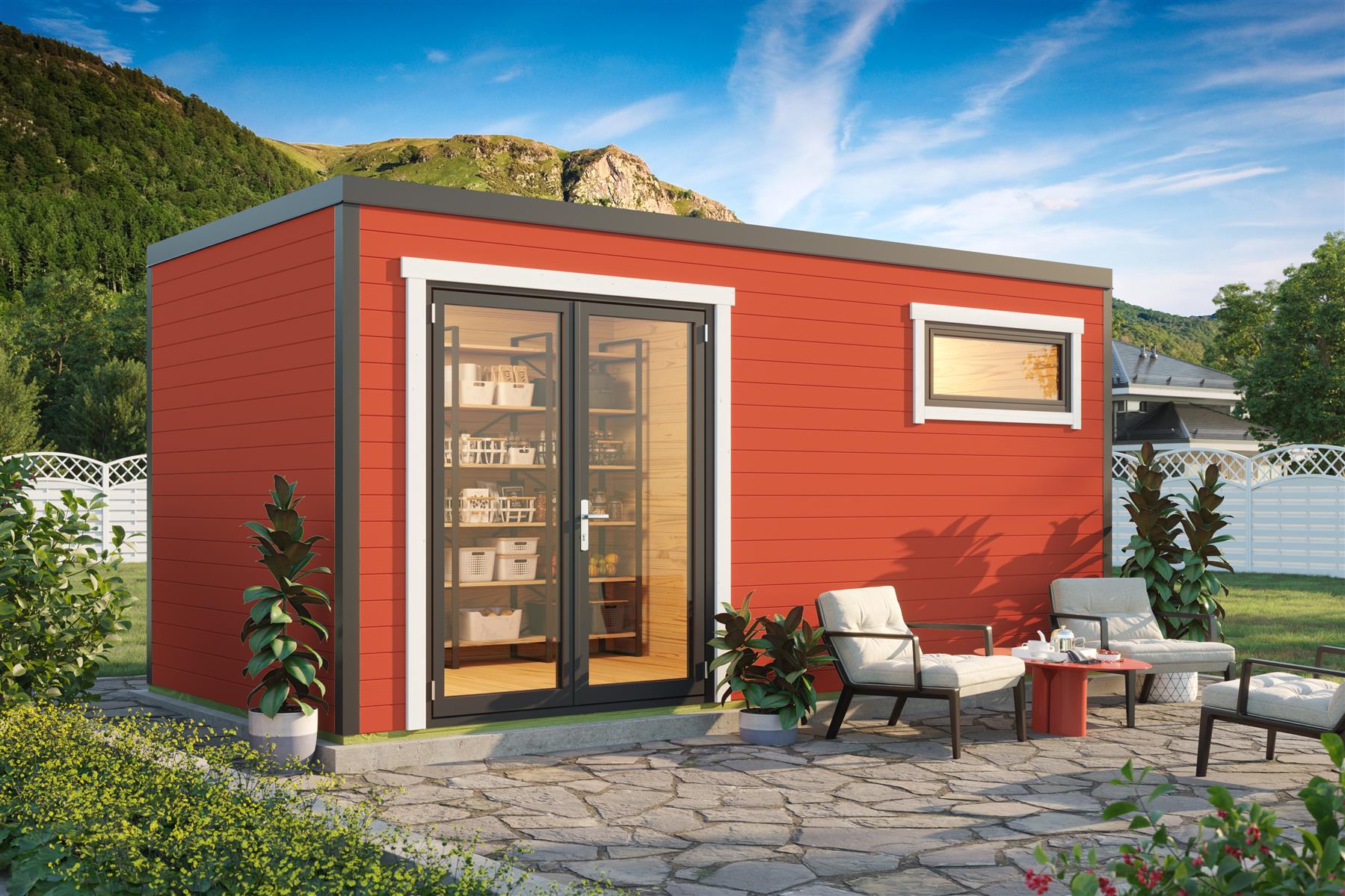 Lasita Maja Sardinia 3 Set Gartenhaus Blockhaus 44 mm 2-Räume, 500x250, Schwedenrot Lasita Maja Sardinia 3 Set Gartenhaus Blockhaus 44 mm 2-Räume, 500x250, Schwedenrot