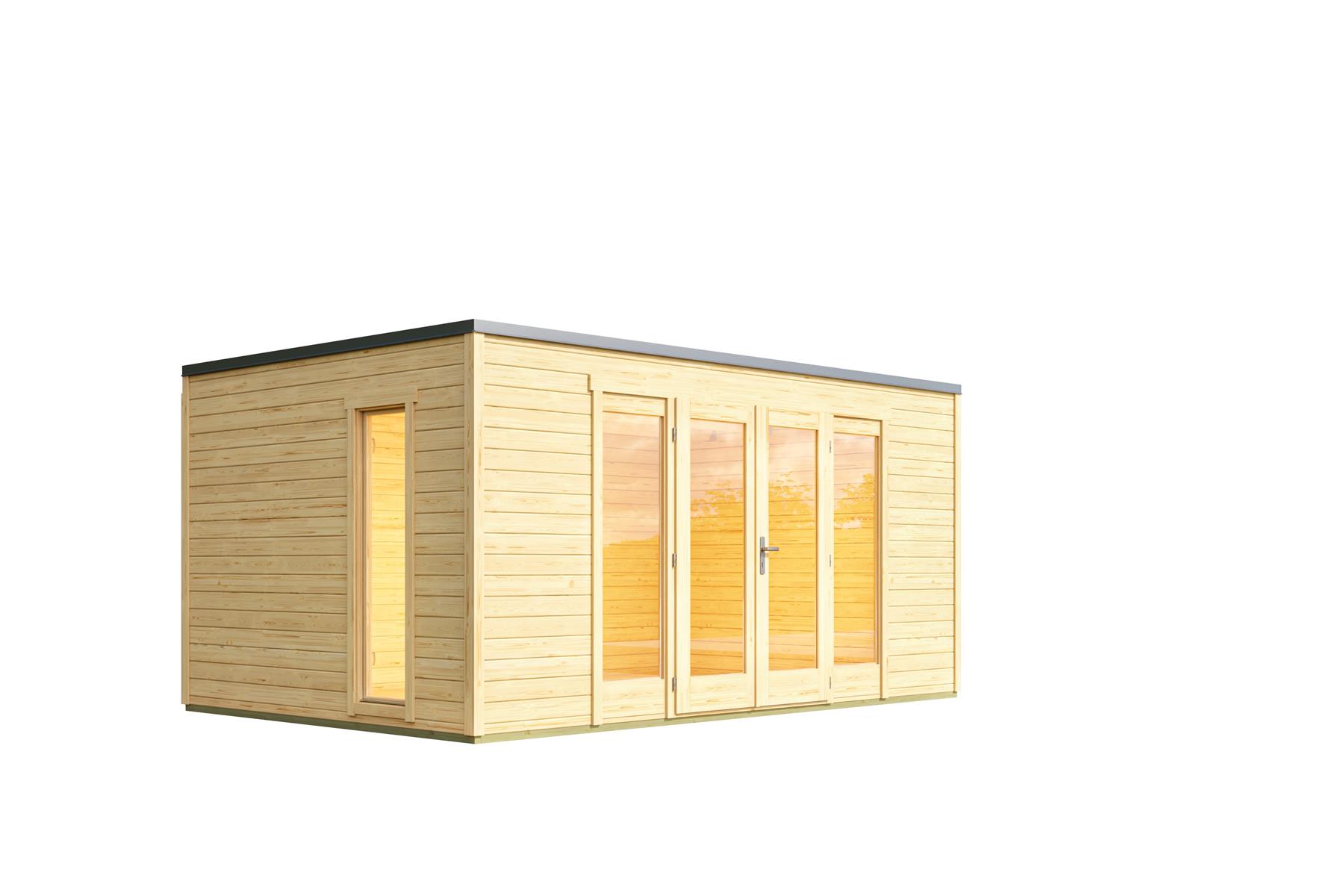 Lasita Maja Palermo 2 Holz-Gartenhaus Blockhaus 28mm, 444x300, Naturbelassen