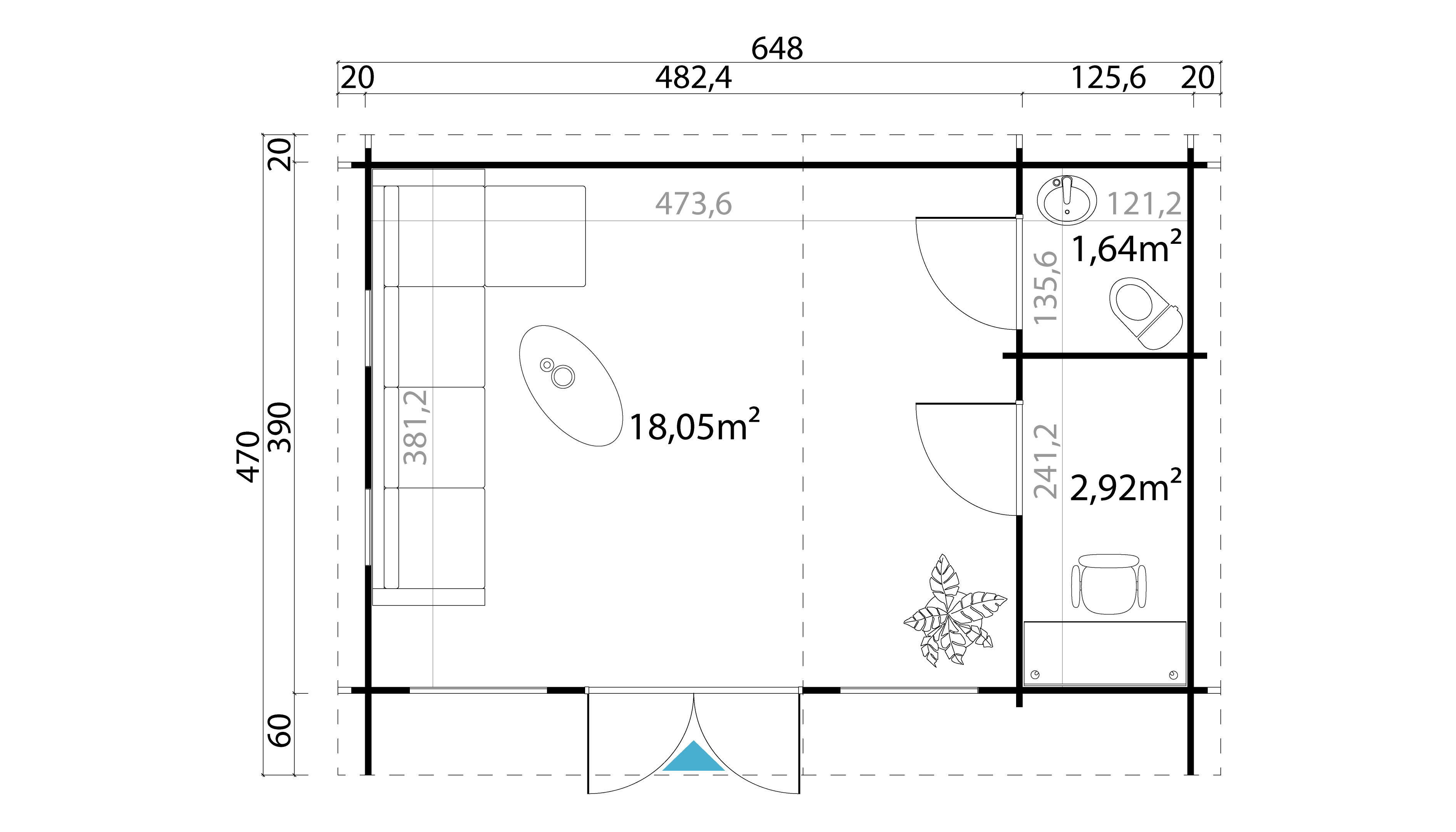 Lasita Maja Japan Gartenhaus Blockhaus 44 mm 3-Raum, 608 x 390, Carbongrau Lasita Maja Japan Gartenhaus Blockhaus 44 mm 3-Raum, 608 x 390, Carbongrau