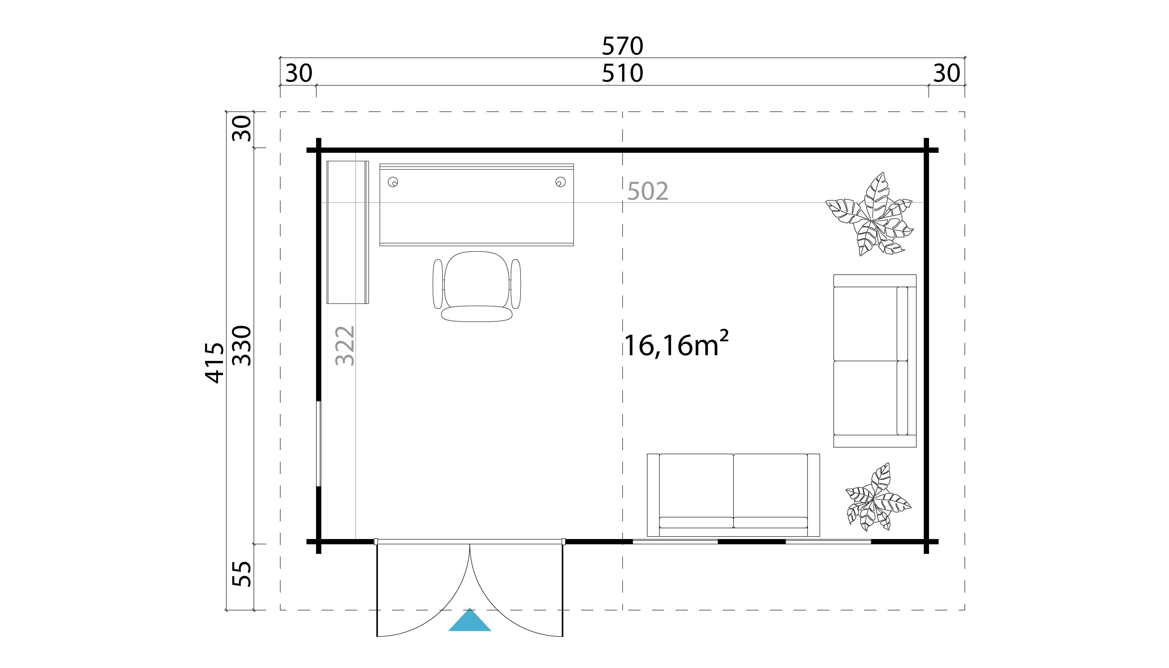 Lasita Maja Baruda 53 Gartenhaus Blockhaus 40 mm, 510 x 330, Schwedenrot