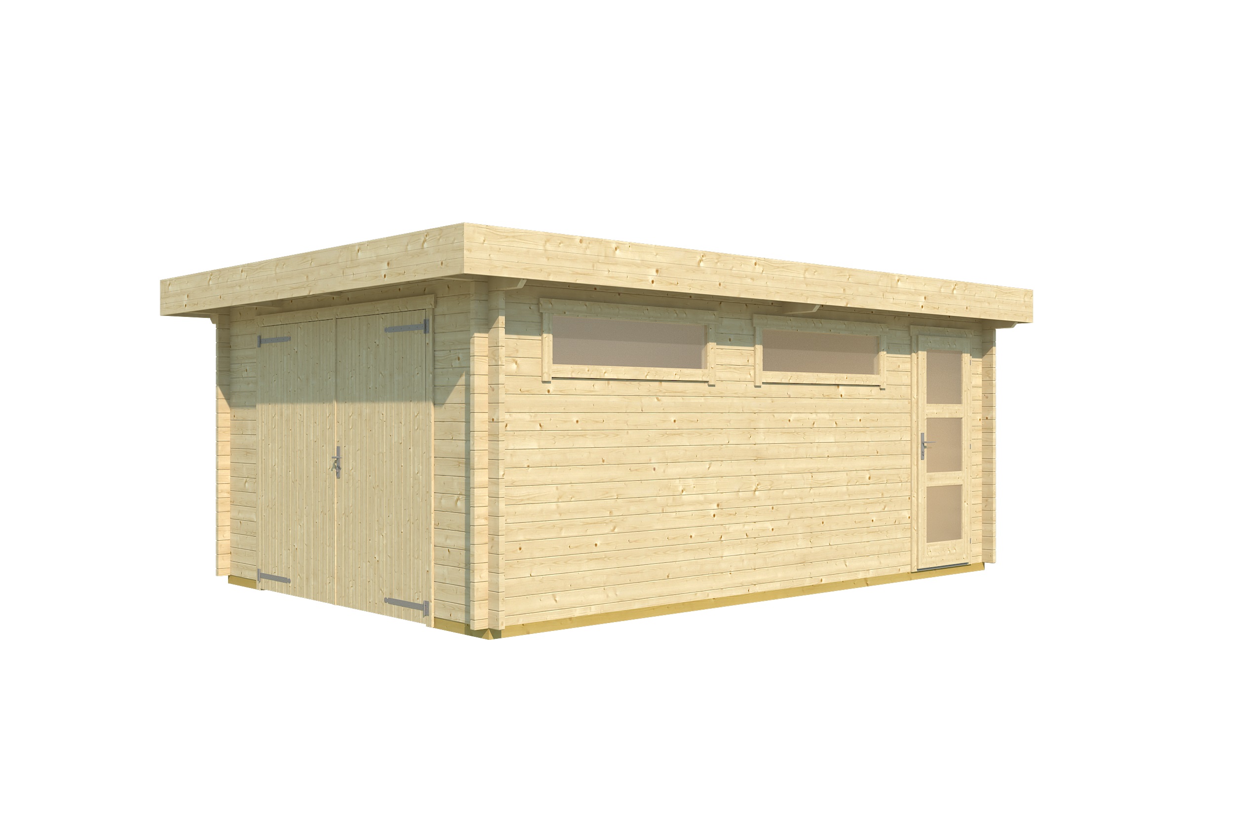 Lasita Maja Canberra Set mit Schwingtor Garage 44 mm, 360 x 540, Naturbelassen