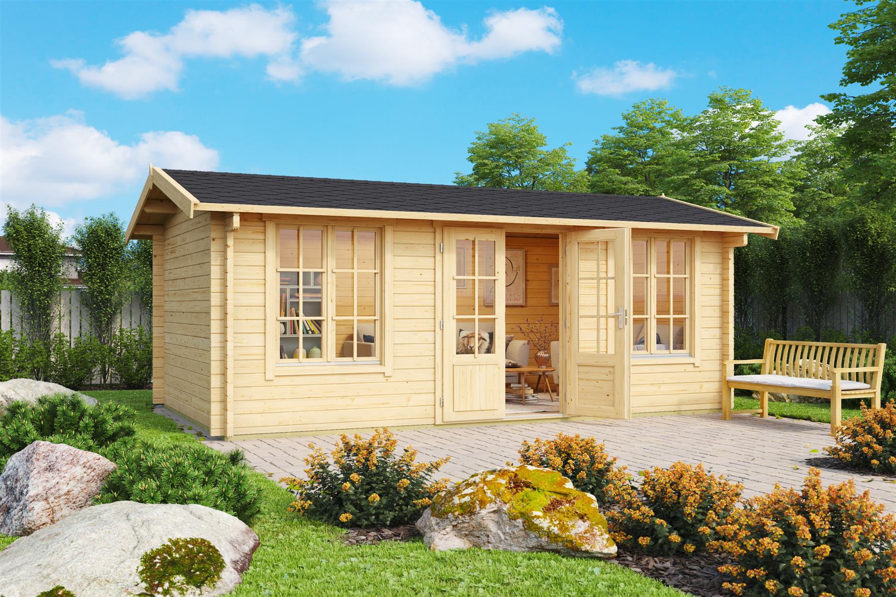 Lasita Maja Pembrokeshire 53 Gartenhaus Blockhaus 44 mm, 480 x 280, Naturbelassen Lasita Maja Pembrokeshire 53 Gartenhaus Blockhaus 44 mm, 480 x 280, Naturbelassen