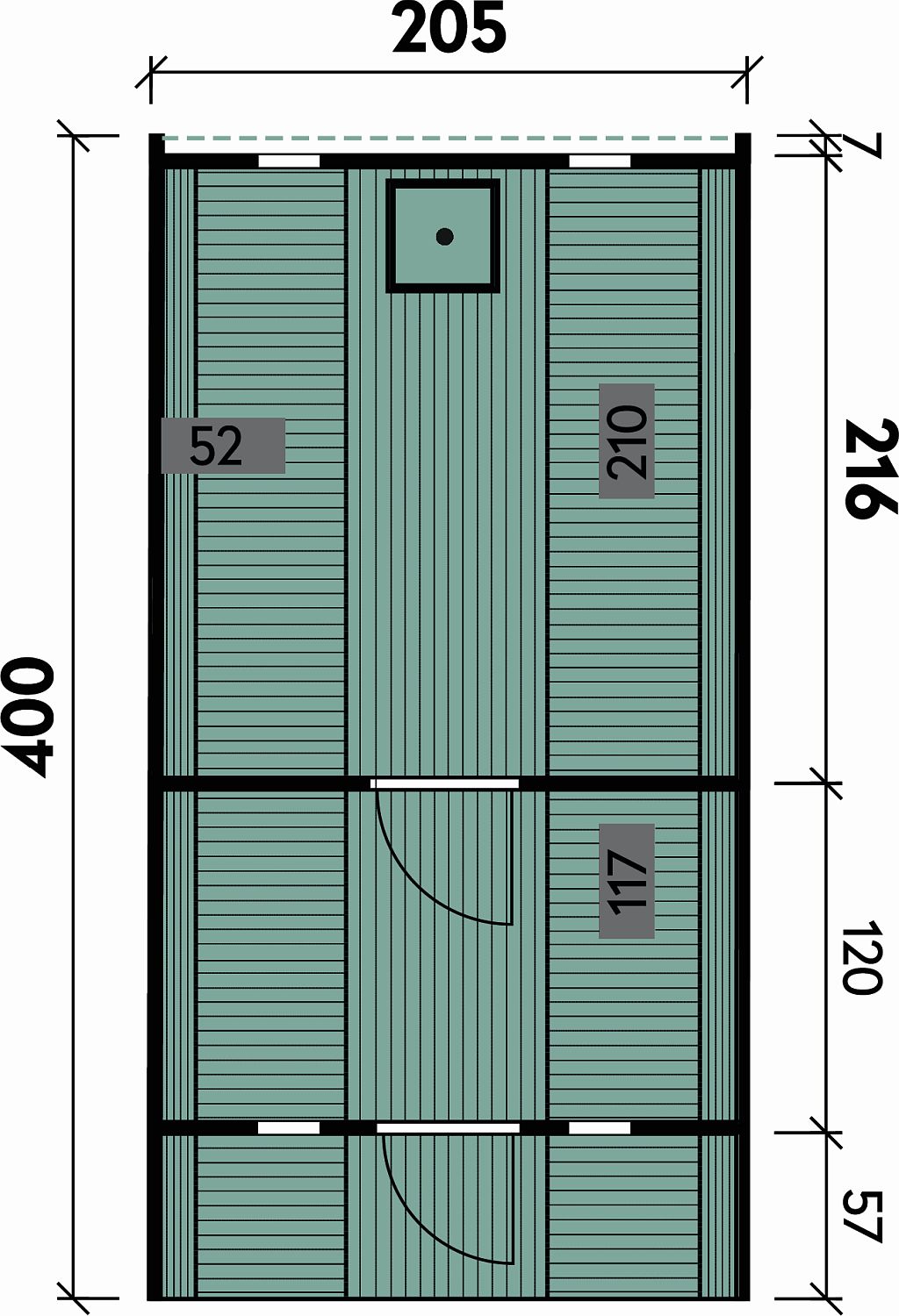 Wolff Finnhaus Saunafass Sida 2140 Bausatz mit schwarzen Dachschindeln - Ø205 x 400