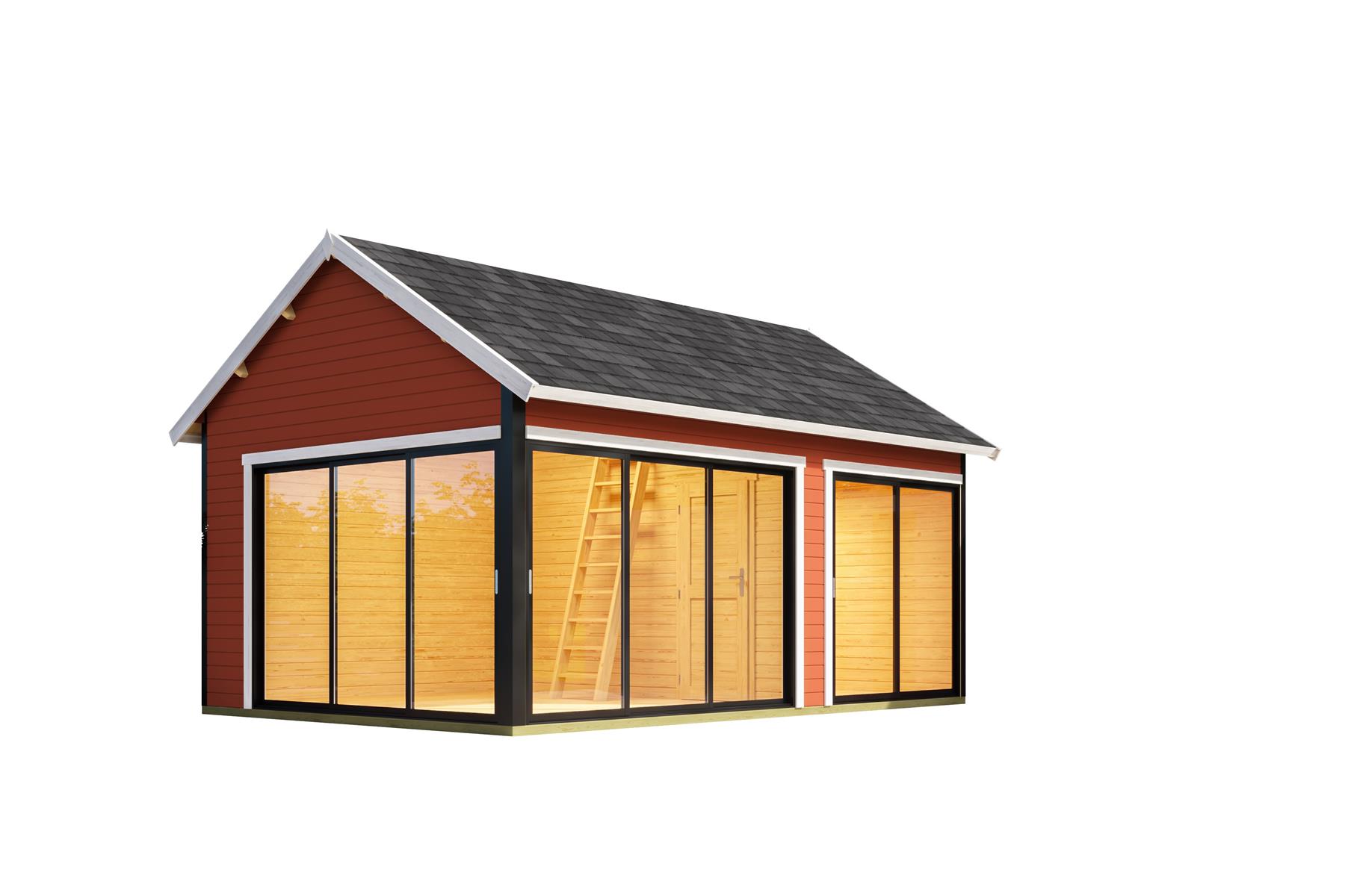 Lasita Maja Murano 3 Set Gartenhaus Blockhaus 44mm, mit Schlafboden, Fundamentmass 578x390, Schwedenrot Lasita Maja Murano 3 Set Gartenhaus Blockhaus 44mm, mit Schlafboden, Fundamentmass 578x390, Schwedenrot