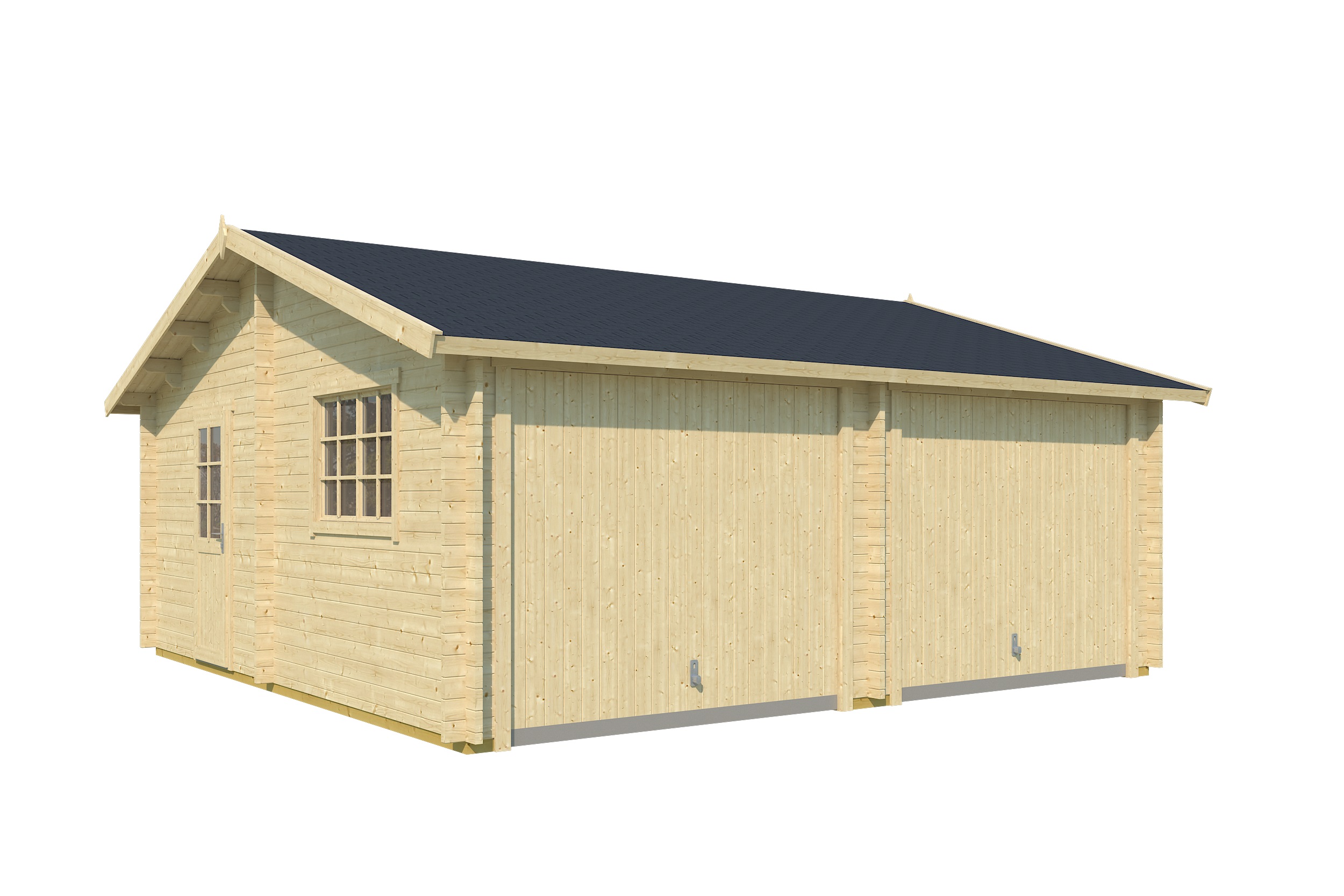 Lasita Maja Falkland Set mit Schwingtor Garage 44 mm, 575 x 575, Naturbelassen Lasita Maja Falkland Set mit Schwingtor Garage 44 mm, 575 x 575, Naturbelassen