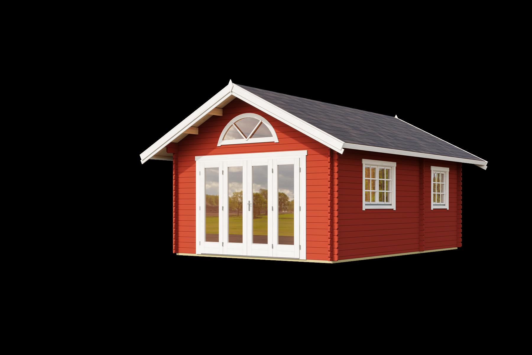 Lasita Maja Caroline 2.3 Gartenhaus Blockhaus 40 mm 3-Raum und Schlafboden, 390 x 575, Schwedenrot