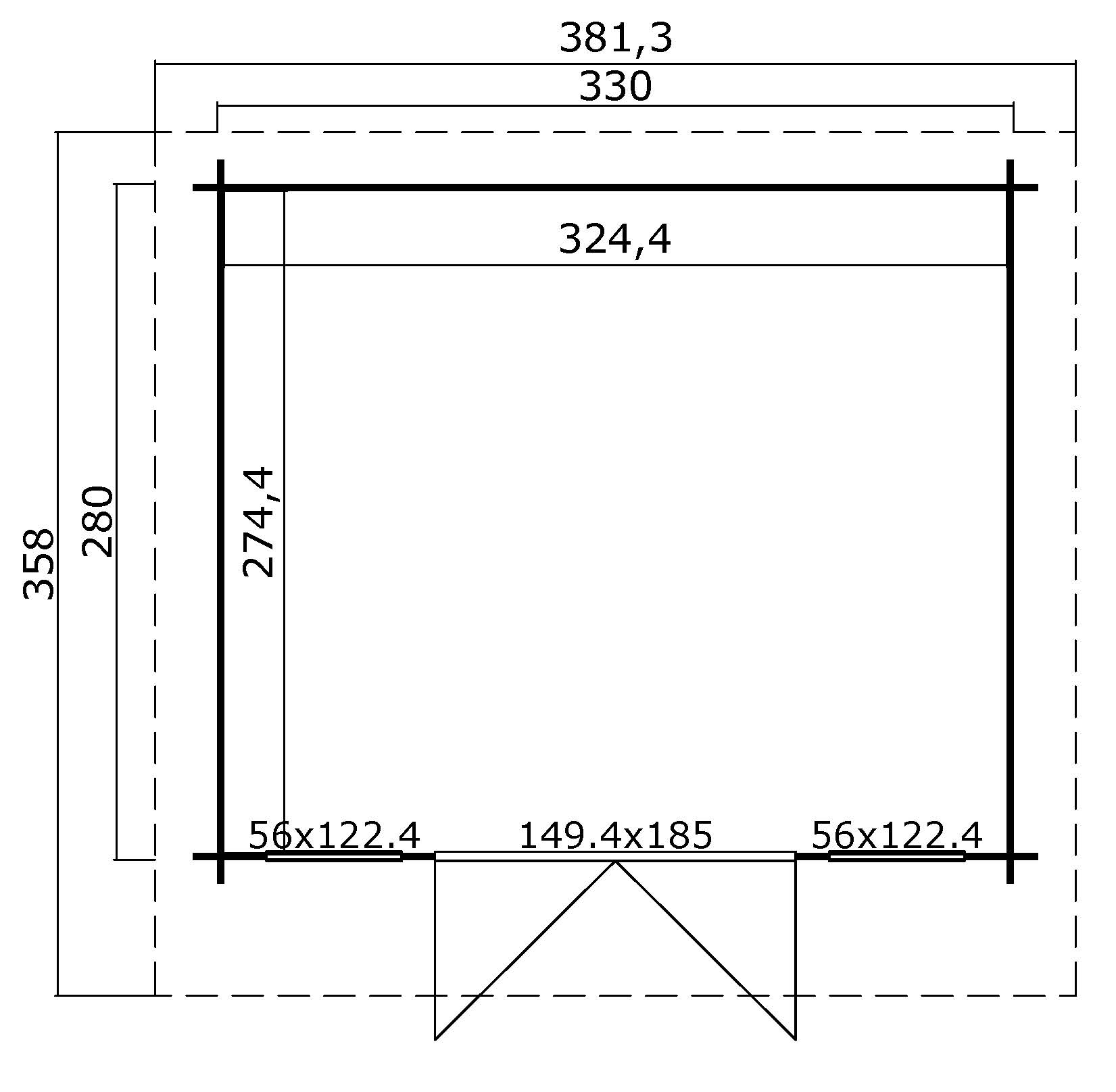 Lasita Maja Robin 280 Holz-Gartenhaus Blockhaus 28mm, 330x280, Lichtgrau