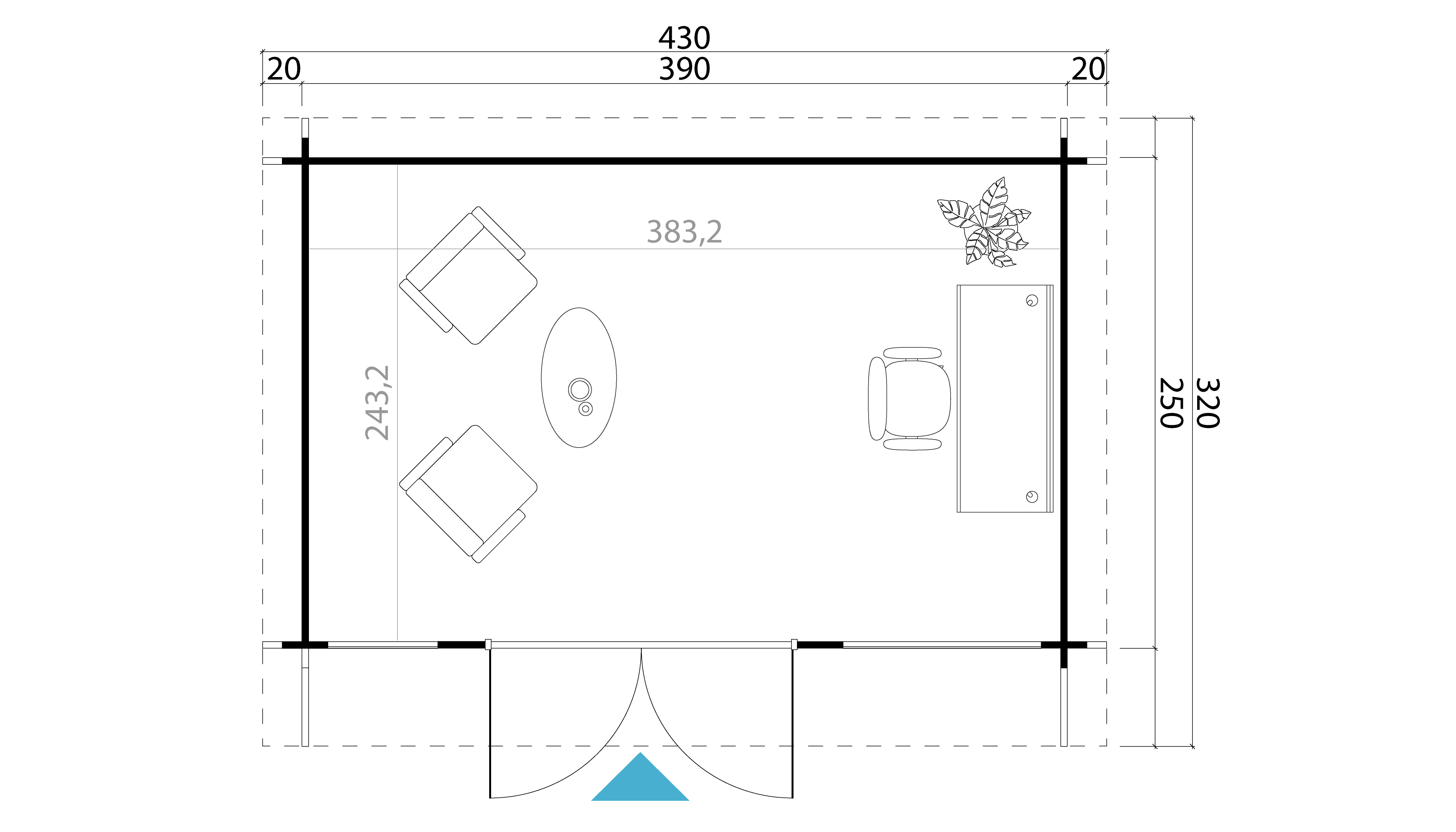 Lasita Maja Dorset 1 Gartenhaus Blockhaus 34 mm, 390 x 250, Schwedenrot