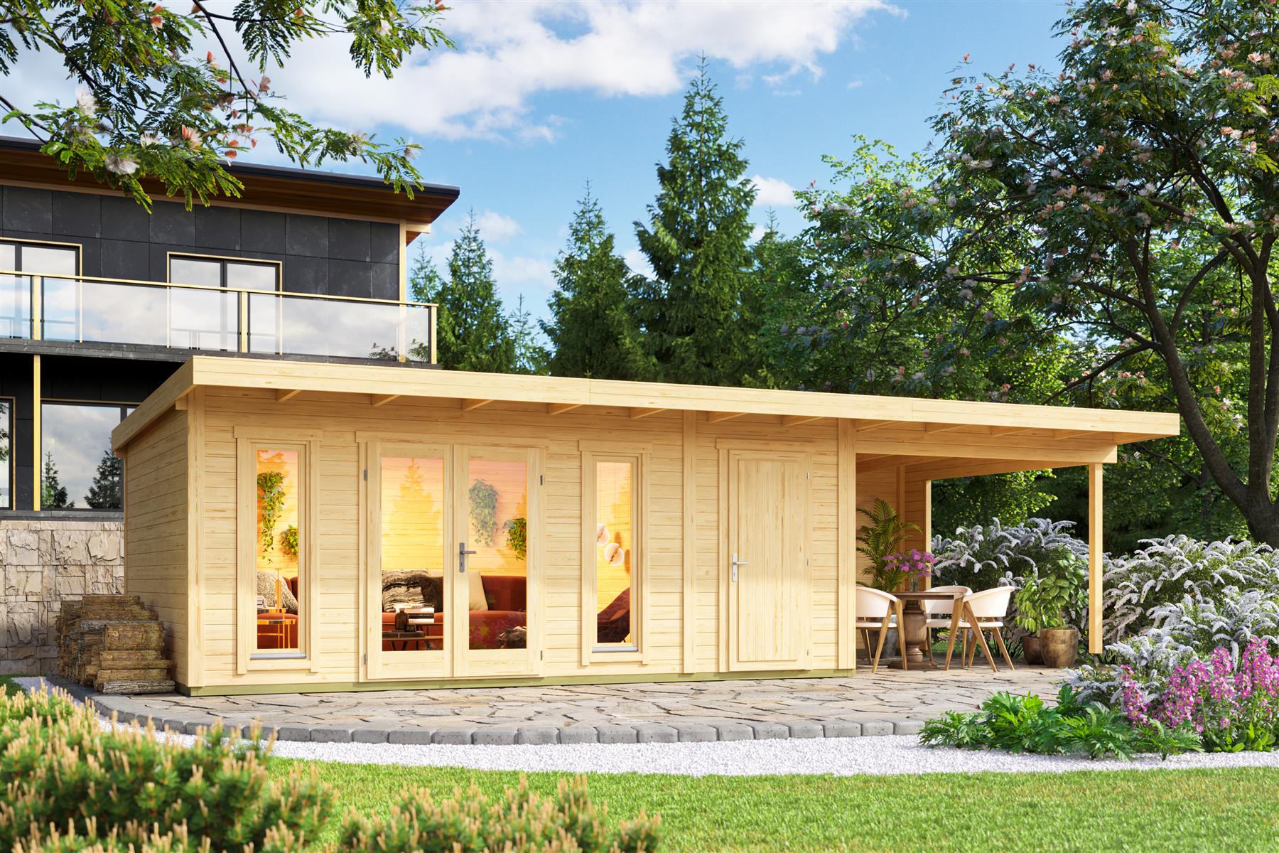 Lasita Maja Sicily Dachverlängerung Anbau für Sicily 44 mm, 300x350, Naturbelassen Lasita Maja Sicily Dachverlängerung Anbau für Sicily 44 mm, 300x350, Naturbelassen