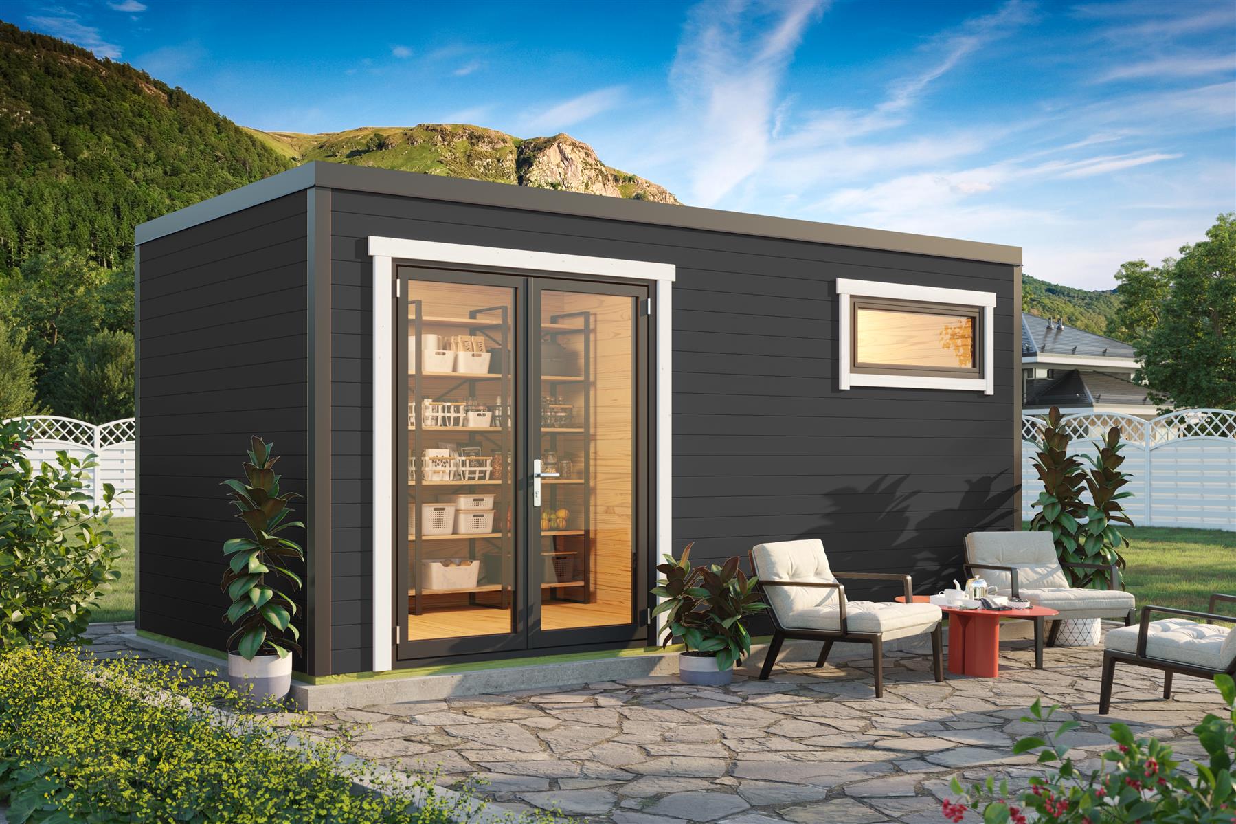 Lasita Maja Sardinia 3 Set Gartenhaus Blockhaus 44 mm 2-Räume, 500x250, Carbongrau Lasita Maja Sardinia 3 Set Gartenhaus Blockhaus 44 mm 2-Räume, 500x250, Carbongrau