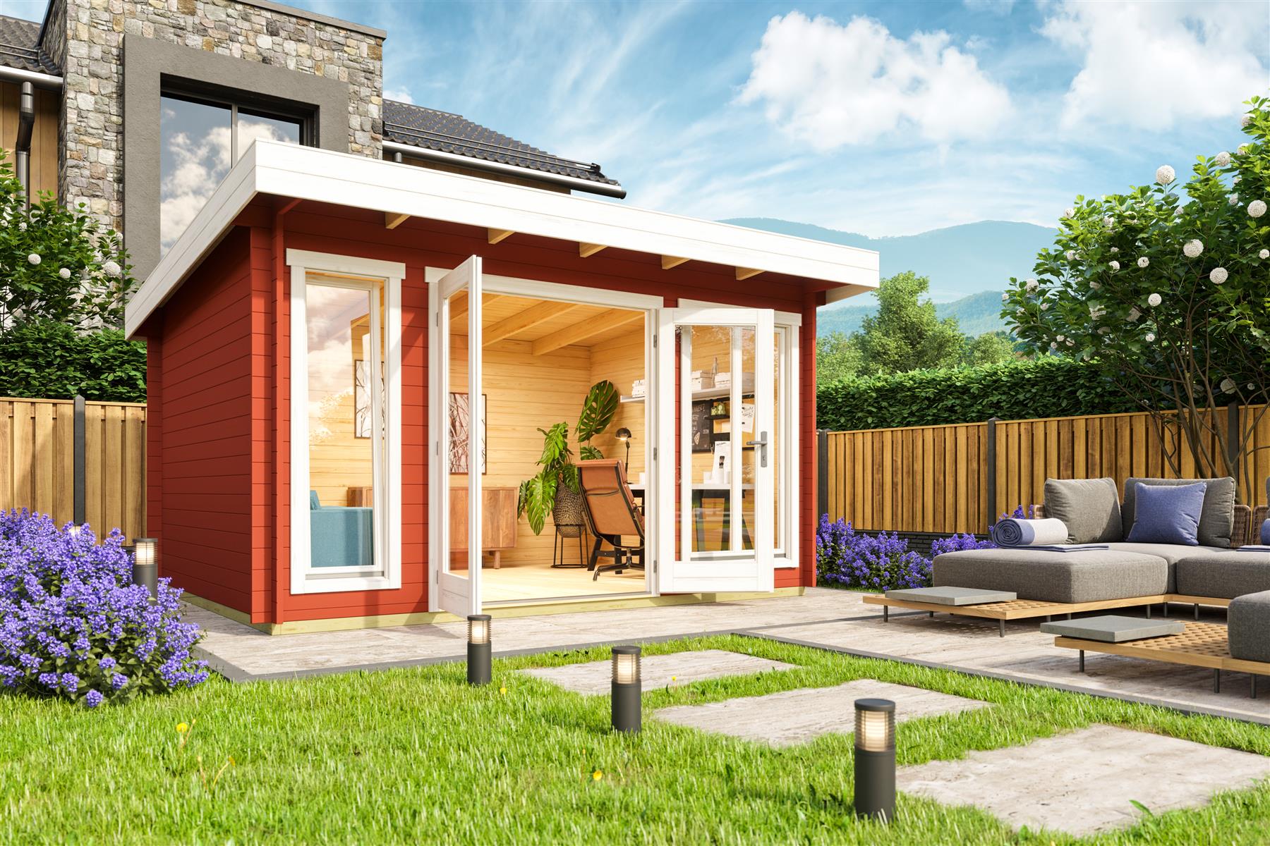 Lasita Maja Dorset 2 Gartenhaus Blockhaus 34 mm, 390 x 300, Schwedenrot Lasita Maja Dorset 2 Gartenhaus Blockhaus 34 mm, 390 x 300, Schwedenrot