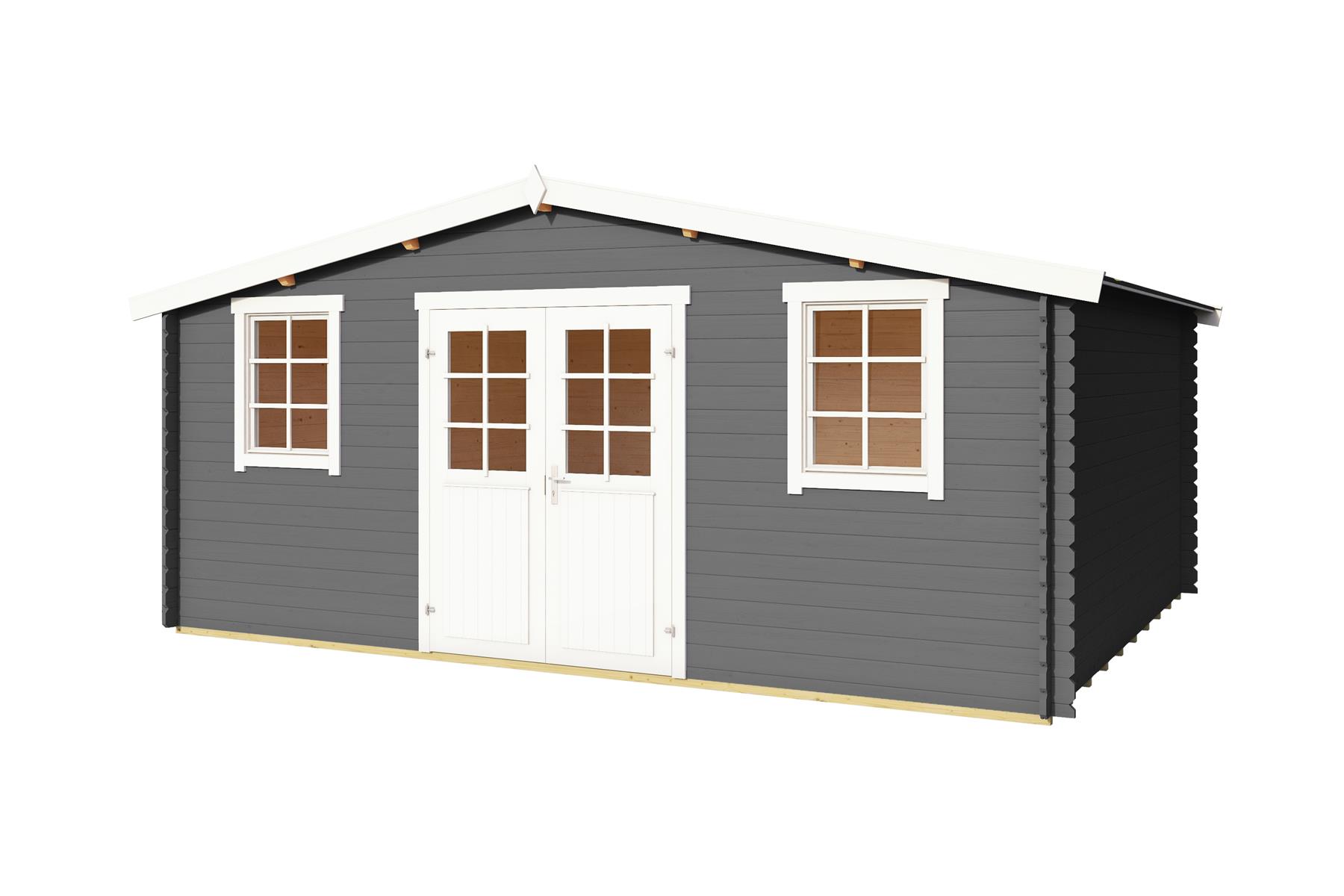 Lasita Maja Wels 5 Holz-Gartenhaus Blockhaus 28mm, 510x400, Carbongrau