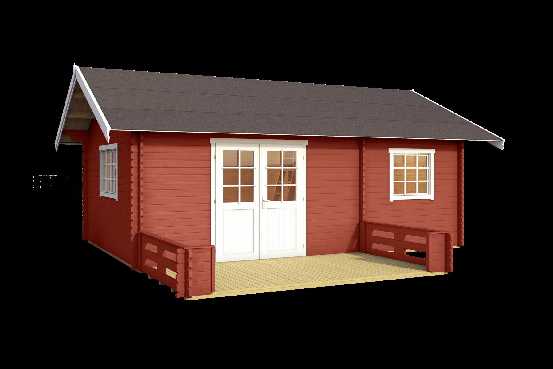 Lasita Maja Caroline Terrasse mit Geländer 40 mm, 365 x 200, Schwedenrot Lasita Maja Caroline Terrasse mit Geländer 40 mm, 365 x 200, Schwedenrot