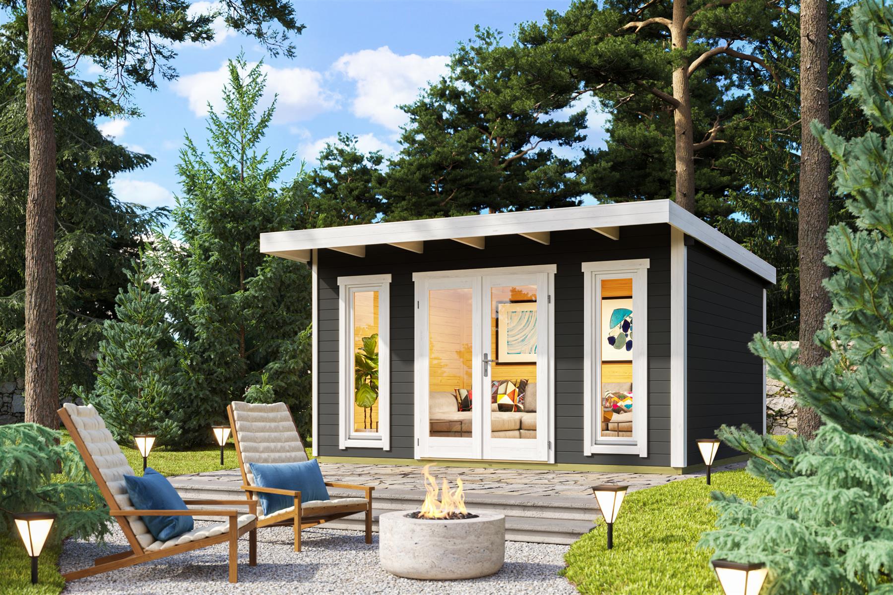 Lasita Maja Sicily 1 Gartenhaus Blockhaus 44 mm, 410x350, Carbongrau Lasita Maja Sicily 1 Gartenhaus Blockhaus 44 mm, 410x350, Carbongrau