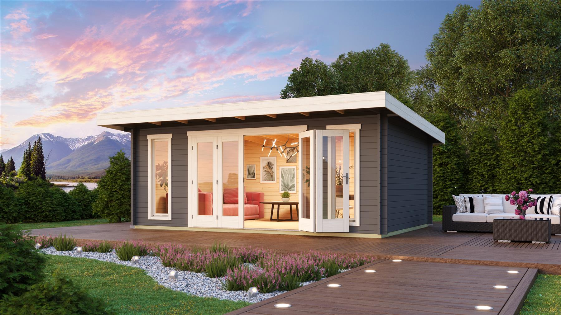 Lasita Maja Sussex 2 Gartenhaus Blockhaus 44 mm, 570 x 360, Carbongrau Lasita Maja Sussex 2 Gartenhaus Blockhaus 44 mm, 570 x 360, Carbongrau