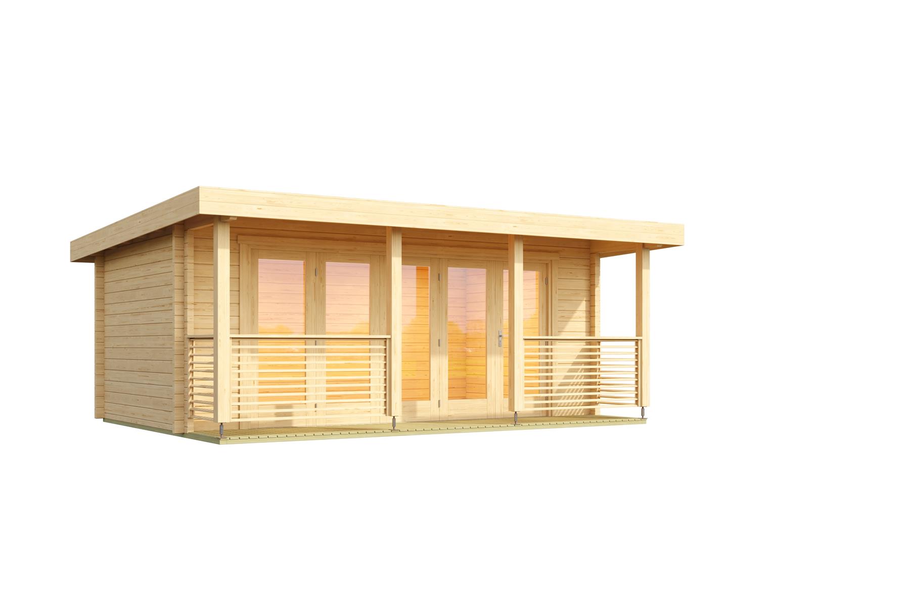 Lasita Maja Liverpool 1 Ferienhaus 44mm, Terrasse mit Geländer, 550x300, Naturbelassen Lasita Maja Liverpool 1 Ferienhaus 44mm, Terrasse mit Geländer, 550x300, Naturbelassen