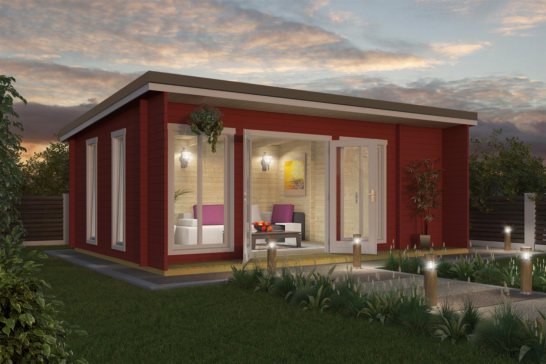 Lasita Maja Japan Gartenhaus Blockhaus 44 mm  3-Raum, 608 x 390, Schwedenrot Lasita Maja Japan Gartenhaus Blockhaus 44 mm  3-Raum, 608 x 390, Schwedenrot