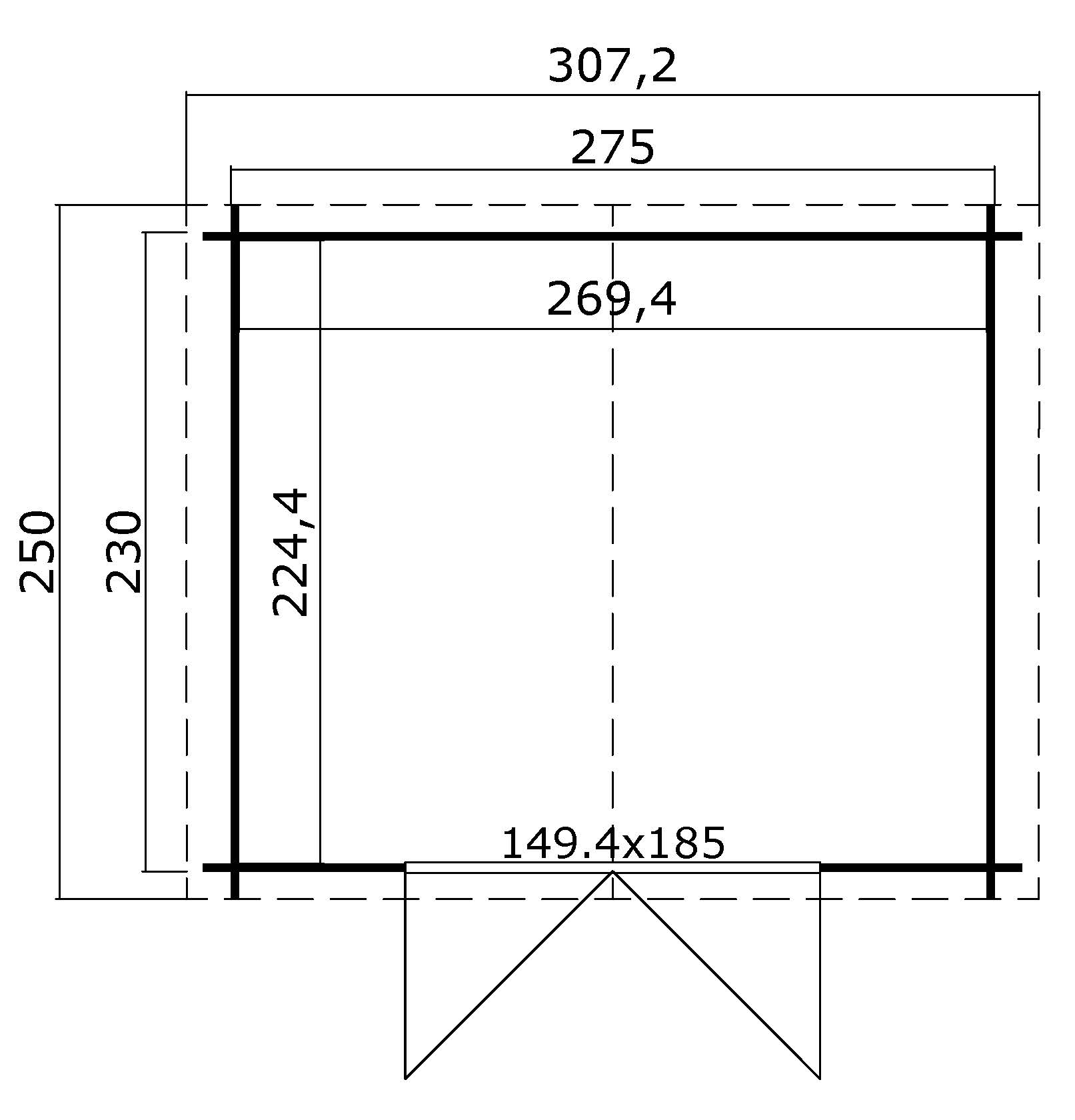 Lasita Maja Norah 230 Holz-Gartenhaus Blockhaus 28mm, 275x230, Gletschergrün