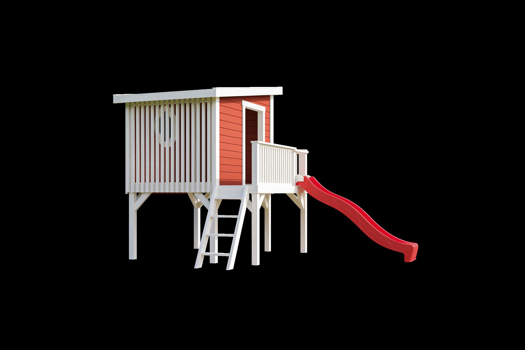 Lasita Maja Tivoli 1 (inkl.Rutsche in Rot) Kinderspielhaus 19mm, Fundamentmass 160 x 230, Schwedenrot