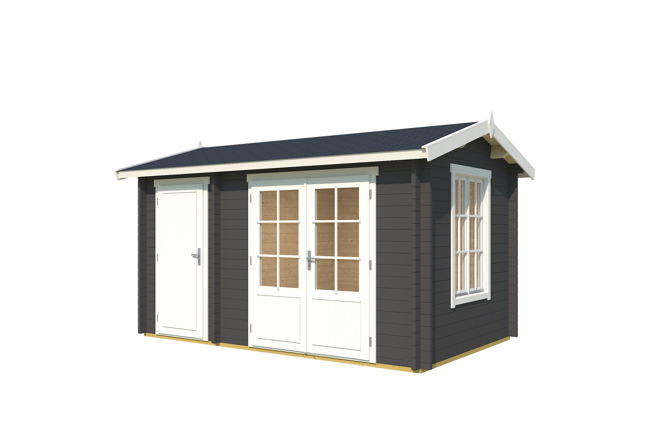 Lasita Maja Wrexham 1 Gartenhaus Blockhaus 44 mm 2-Raum, 390 x 240, Carbongrau Lasita Maja Wrexham 1 Gartenhaus Blockhaus 44 mm 2-Raum, 390 x 240, Carbongrau