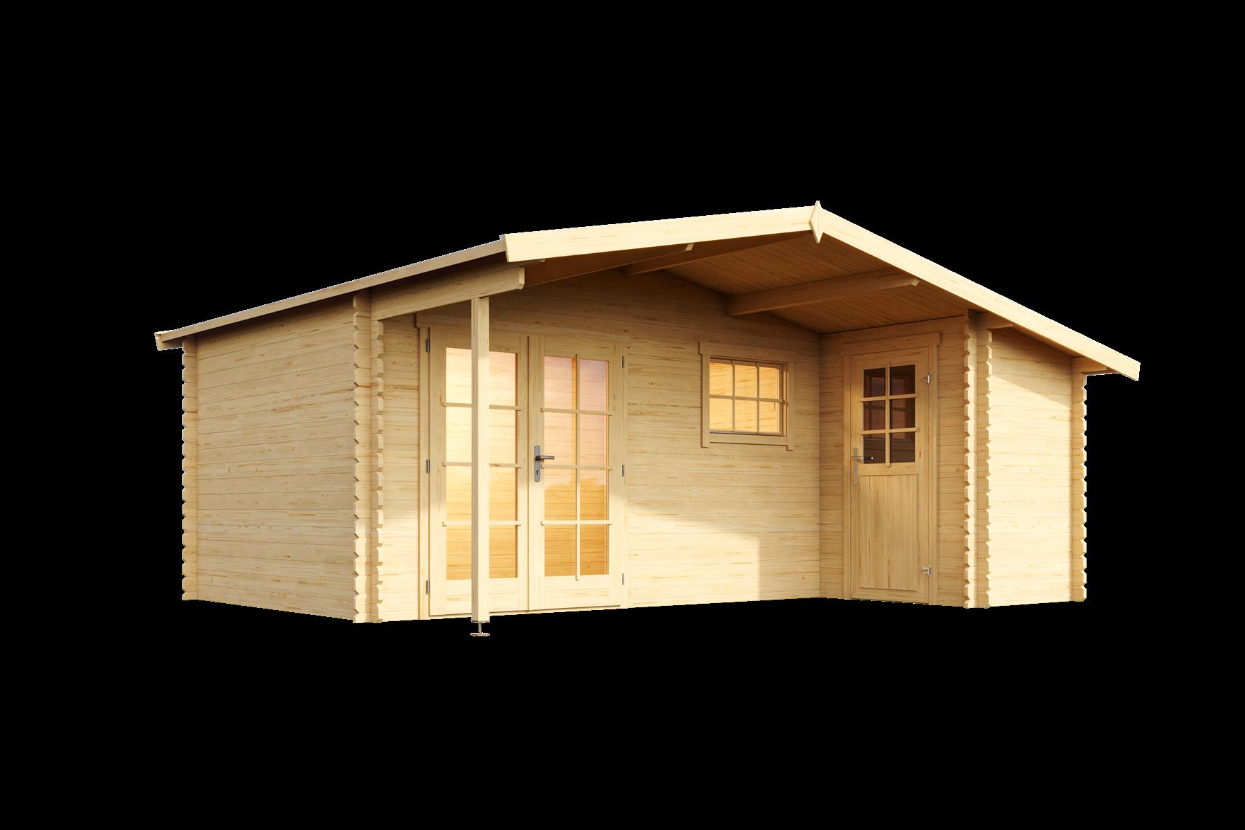 Lasita Maja Little Rock Gartenhaus Blockhaus 34mm 2-Raum, 510x430, Naturbelassen