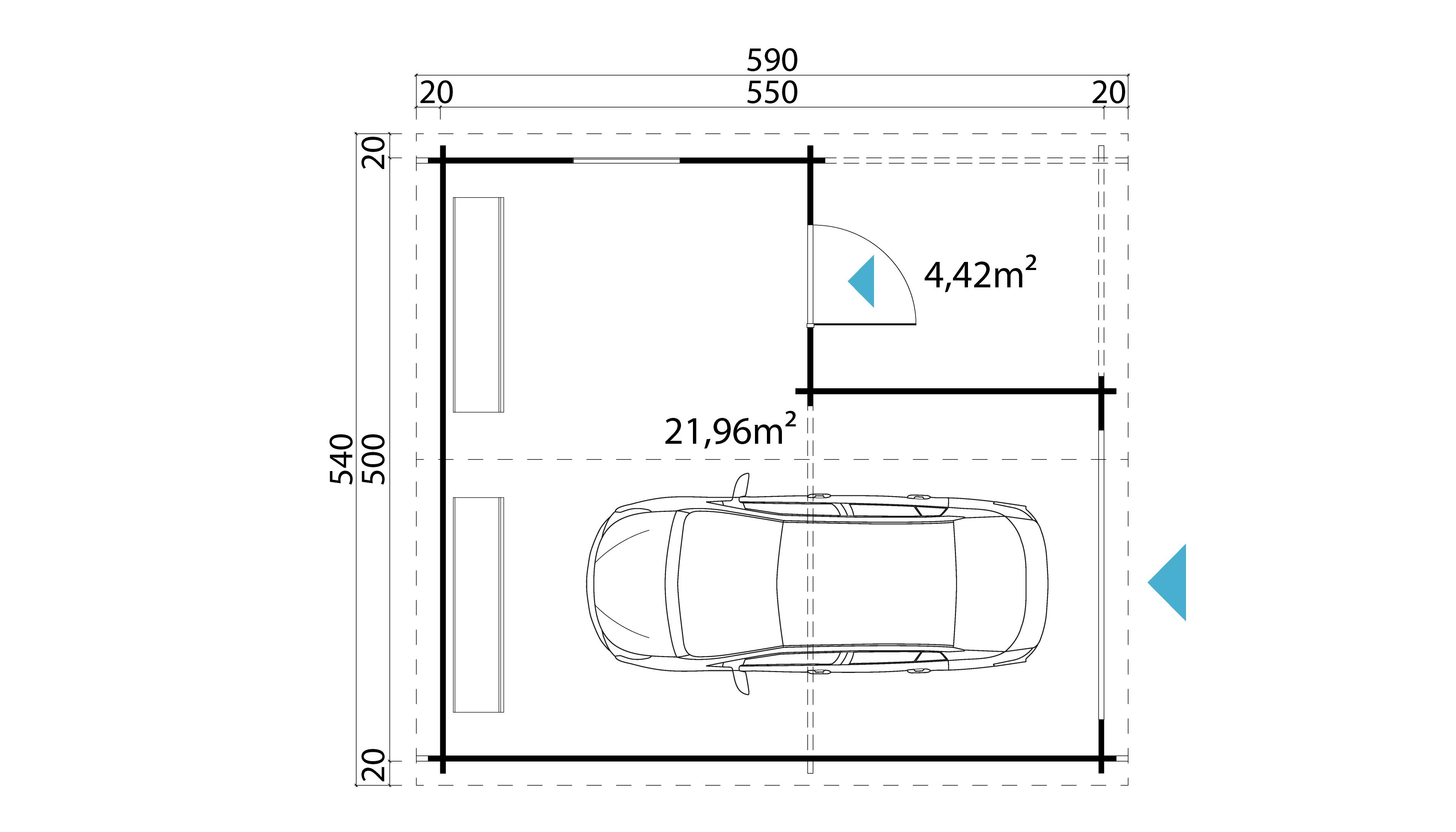 Lasita Maja Nevis Ohne Tore Garage 44 mm mit Überdachung, 500 x 550, Lichtgrau Lasita Maja Nevis Ohne Tore Garage 44 mm mit Überdachung, 500 x 550, Lichtgrau