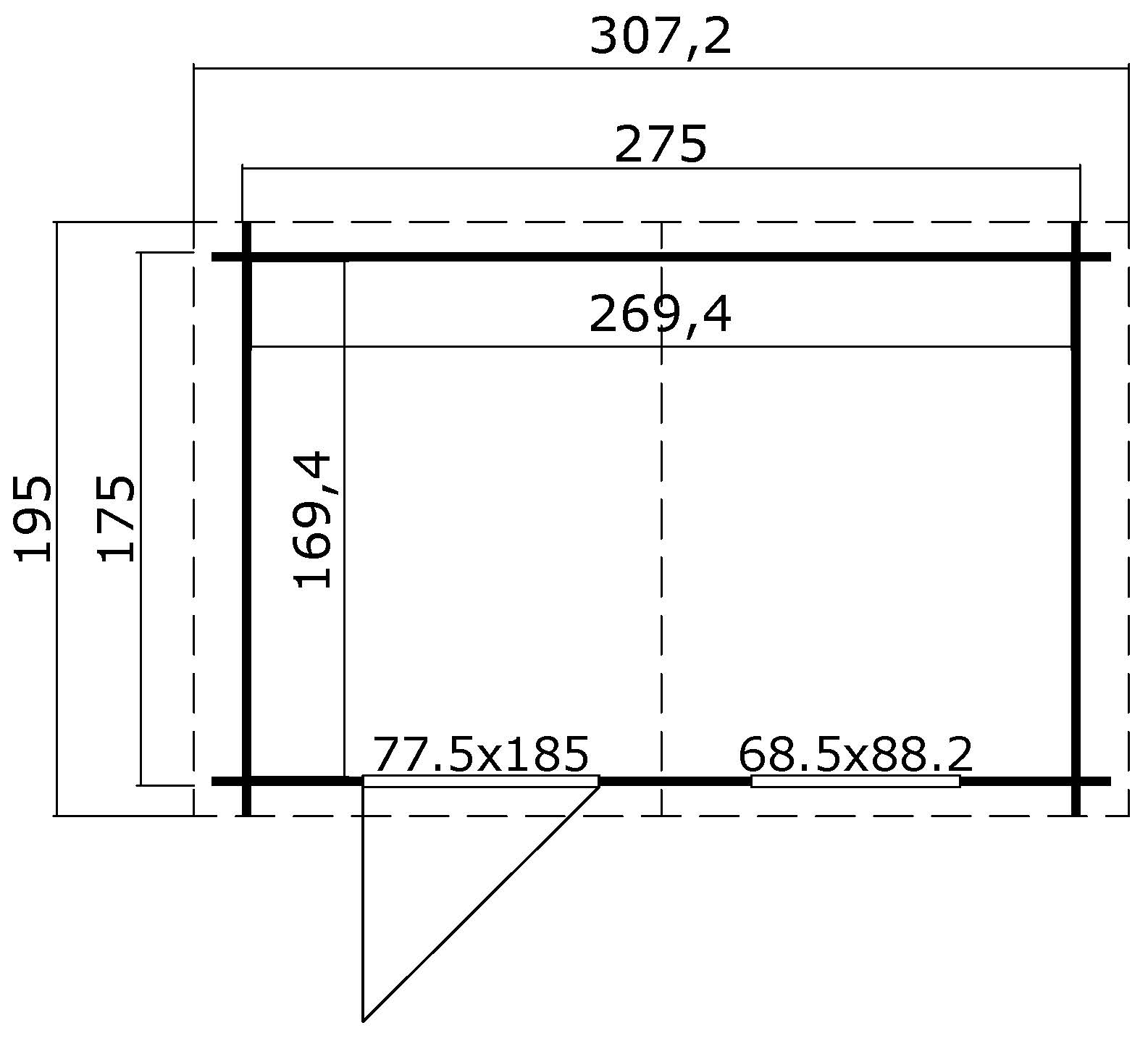 Lasita Maja Nina 175 Holz-Gartenhaus Blockhaus 28mm, 275x175, Gletschergrün