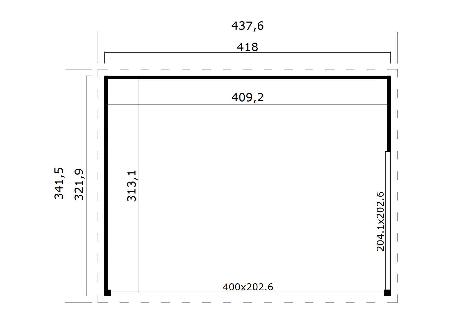 Lasita Maja Domeo 4 Gartenhaus Blockhaus 44 mm, 418 x 322, Carbongrau