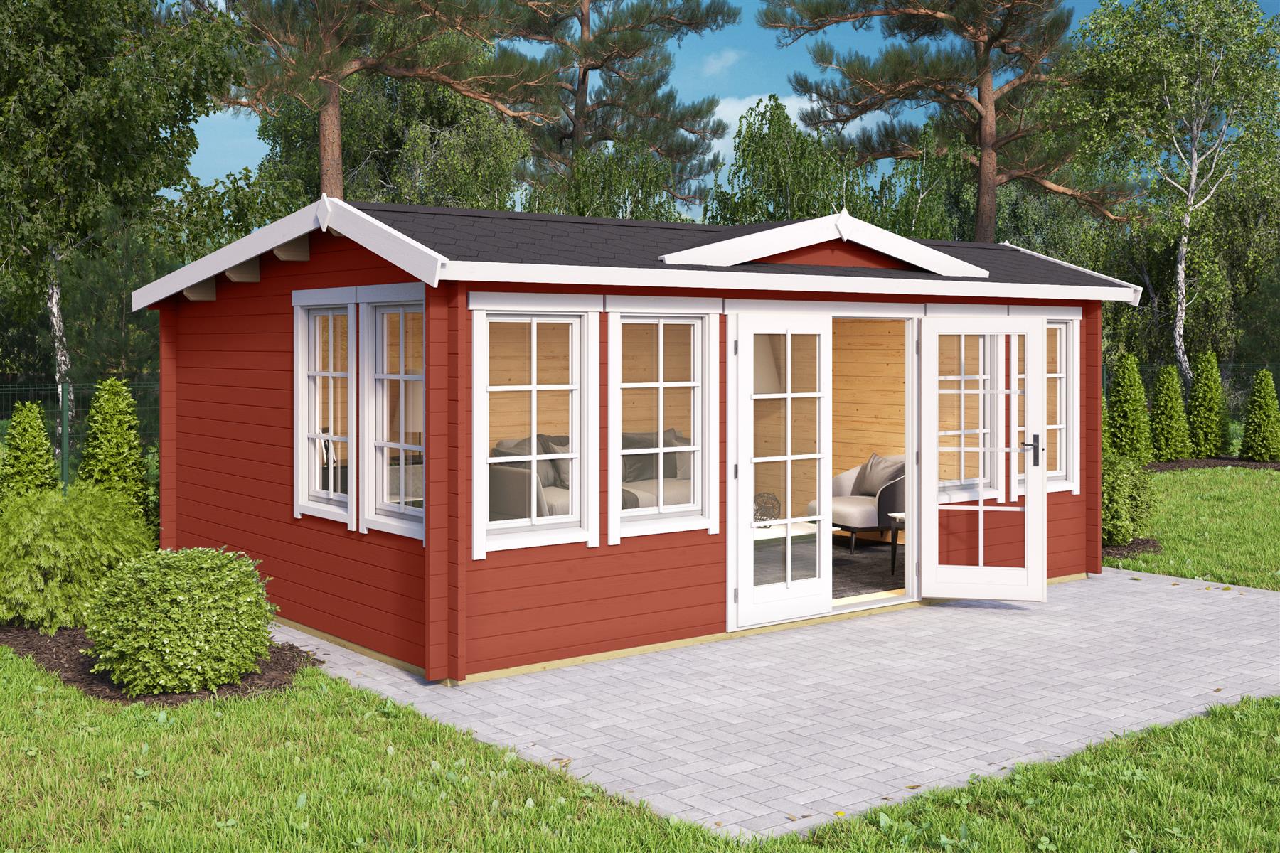 Lasita Maja Balmoral 44 Gartenhaus Blockhaus 44 mm, 380 x 530, Schwedenrot