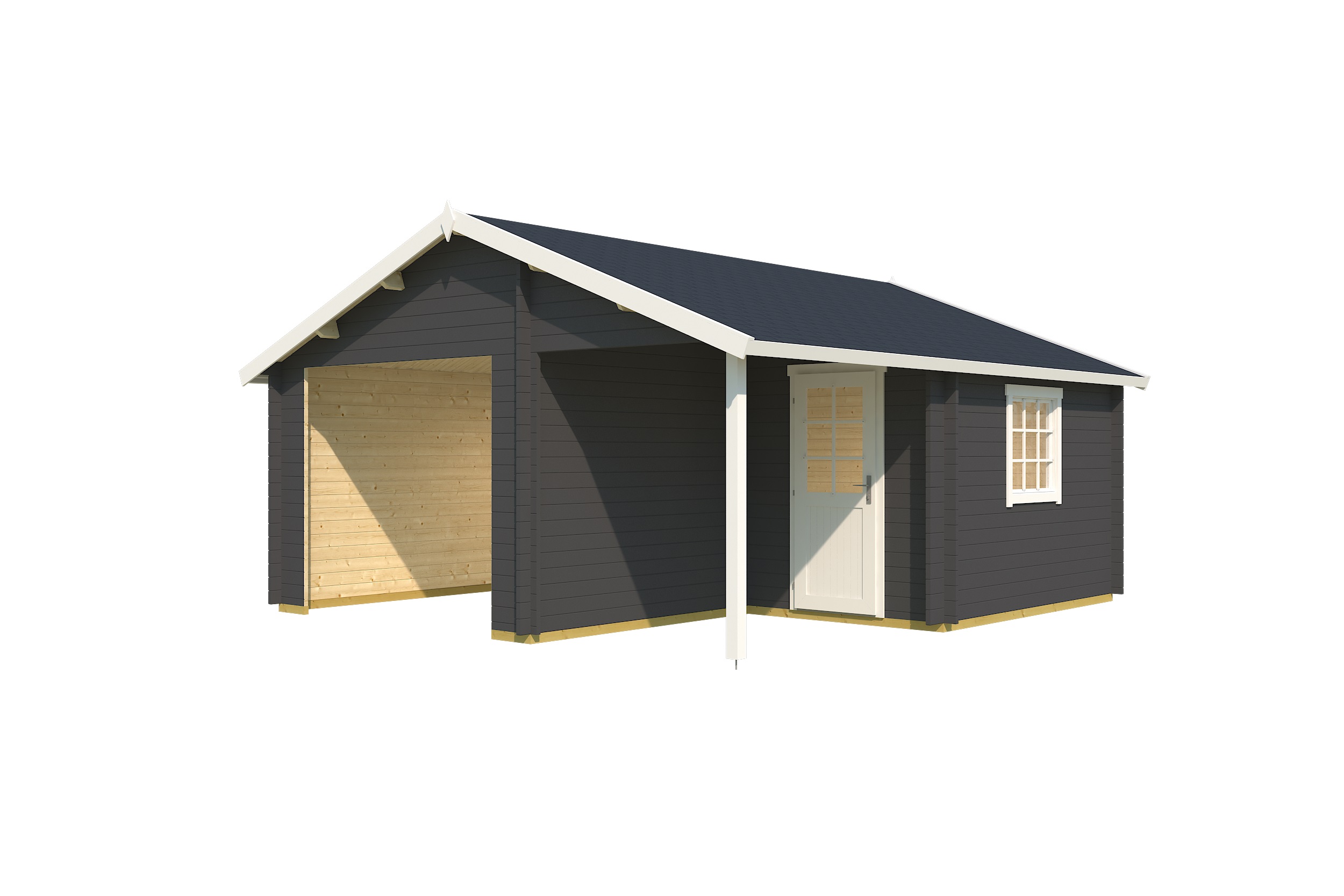 Lasita Maja Nevis Ohne Tore Garage 44 mm mit Überdachung, 500 x 550, Carbongrau Lasita Maja Nevis Ohne Tore Garage 44 mm mit Überdachung, 500 x 550, Carbongrau