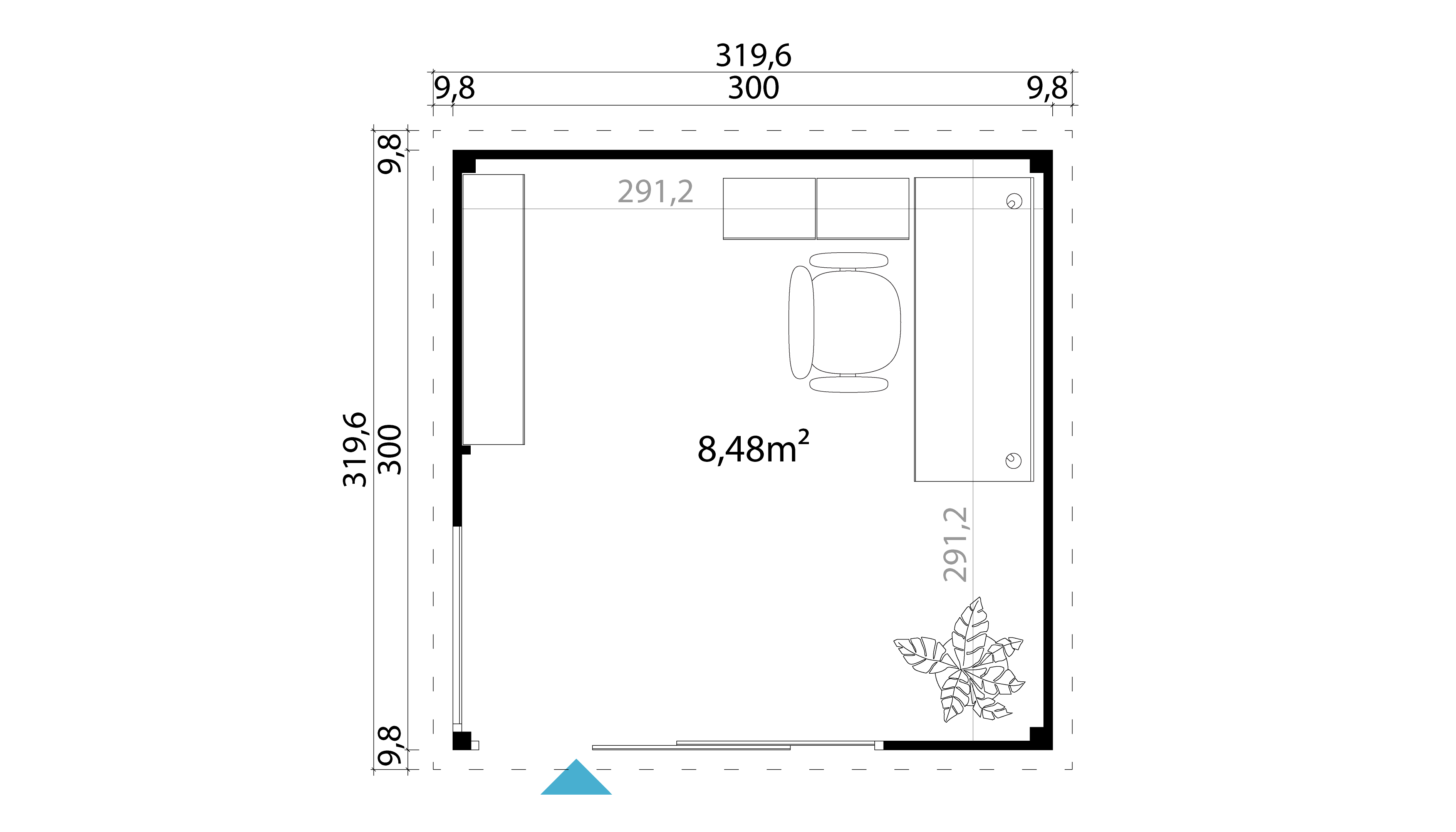 Lasita Maja Domeo 1 Gartenhaus Blockhaus 44 mm, 300 x 300, Carbongrau