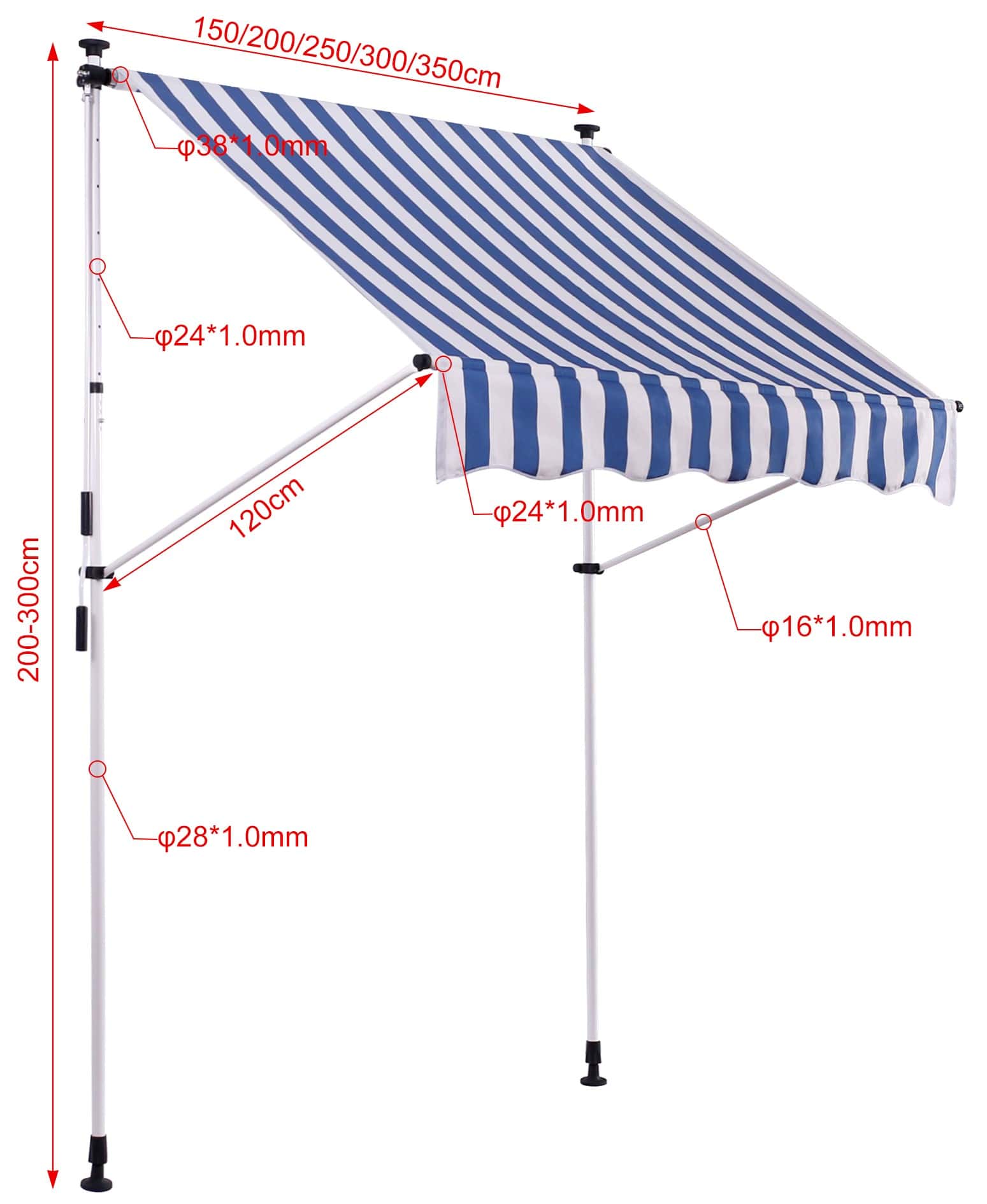 Klemmmarkise Westerly 200x120 cm