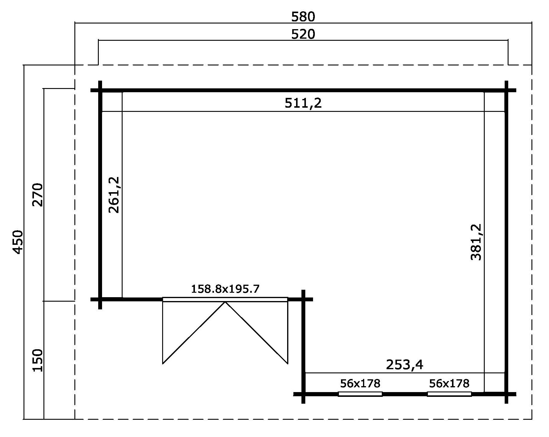 Lasita Maja Orkney Gartenhaus Blockhaus 44 mm mit überdachte Terrasse, 520 x 390, Carbongrau Lasita Maja Orkney Gartenhaus Blockhaus 44 mm mit überdachte Terrasse, 520 x 390, Carbongrau