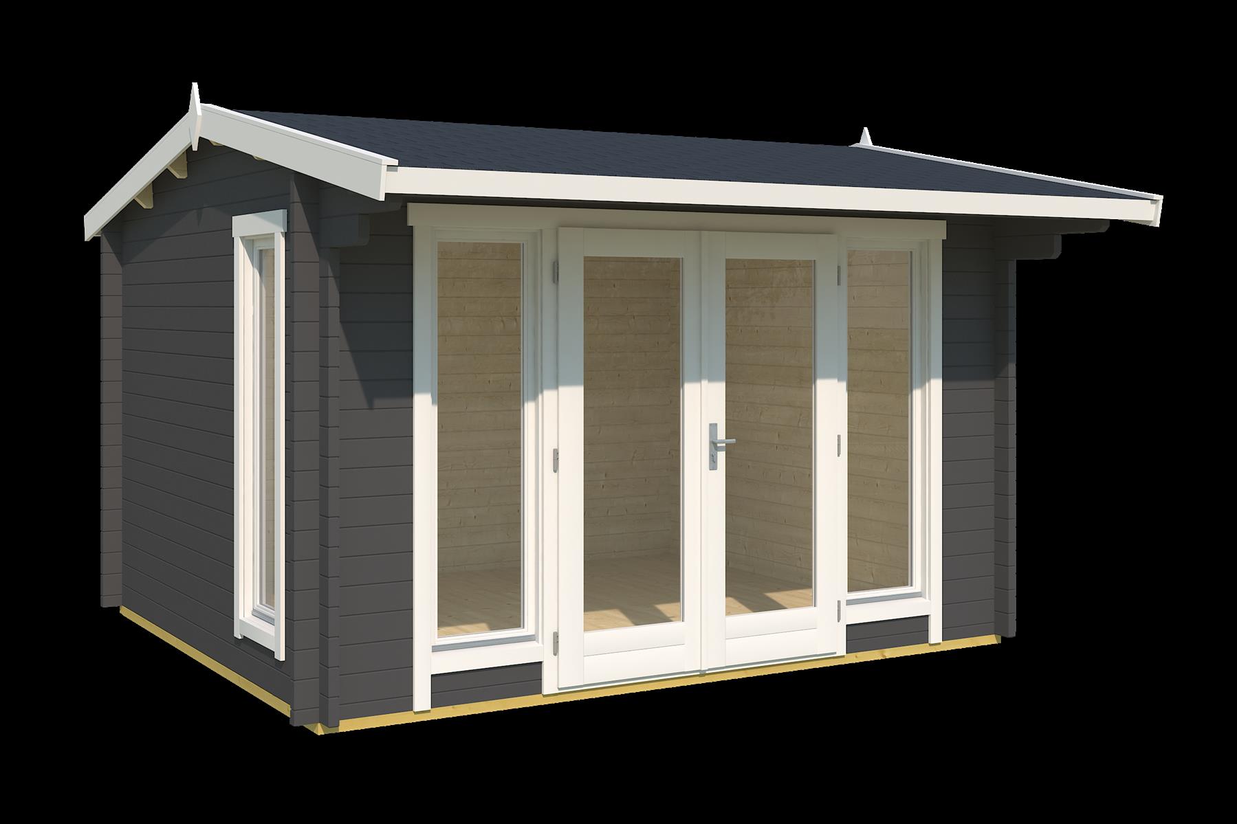 Lasita Maja Jubilee 44 Gartenhaus Blockhaus 44 mm mit Vordach, 350 x 300, Carbongrau Lasita Maja Jubilee 44 Gartenhaus Blockhaus 44 mm mit Vordach, 350 x 300, Carbongrau