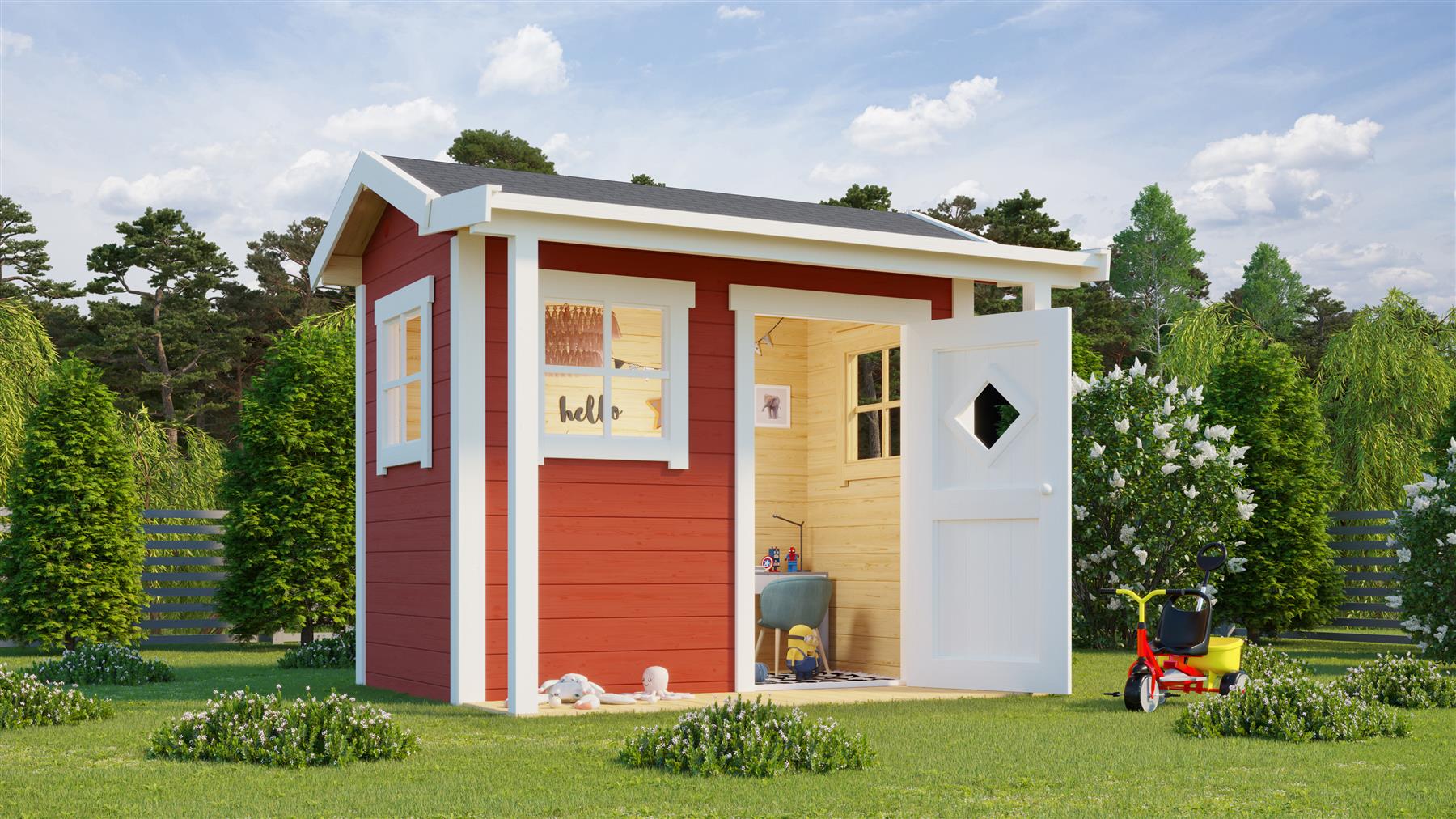 Lasita Maja Pingo Kinderspielhaus 19mm, Fundamentmass 200x120, Schwedenrot