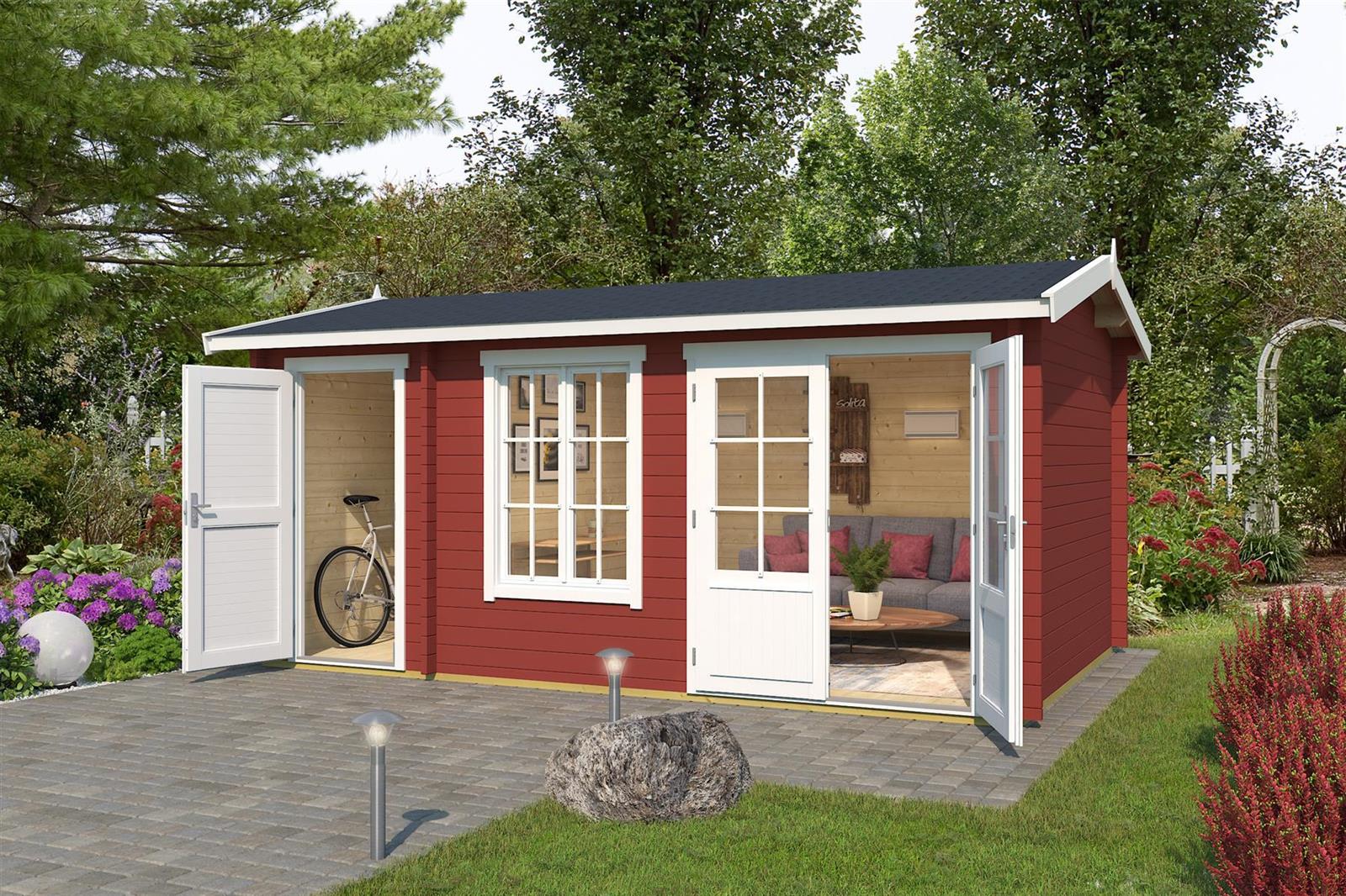 Lasita Maja Wrexham 2 Gartenhaus Blockhaus 44 mm, 485 x 300, Schwedenrot