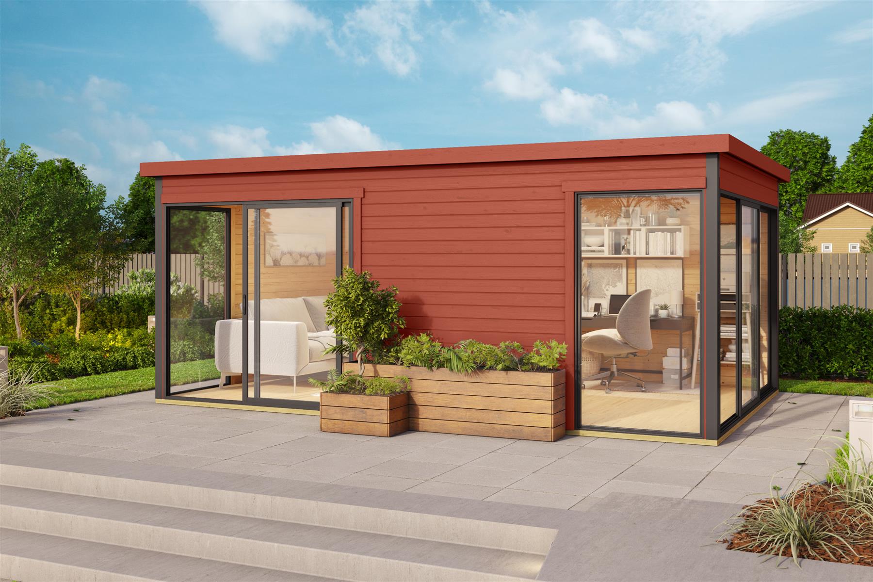 Lasita Maja Domeo 3 Gartenhaus Blockhaus 44 mm 2-Raum, 509 x 322, Schwedenrot Lasita Maja Domeo 3 Gartenhaus Blockhaus 44 mm 2-Raum, 509 x 322, Schwedenrot
