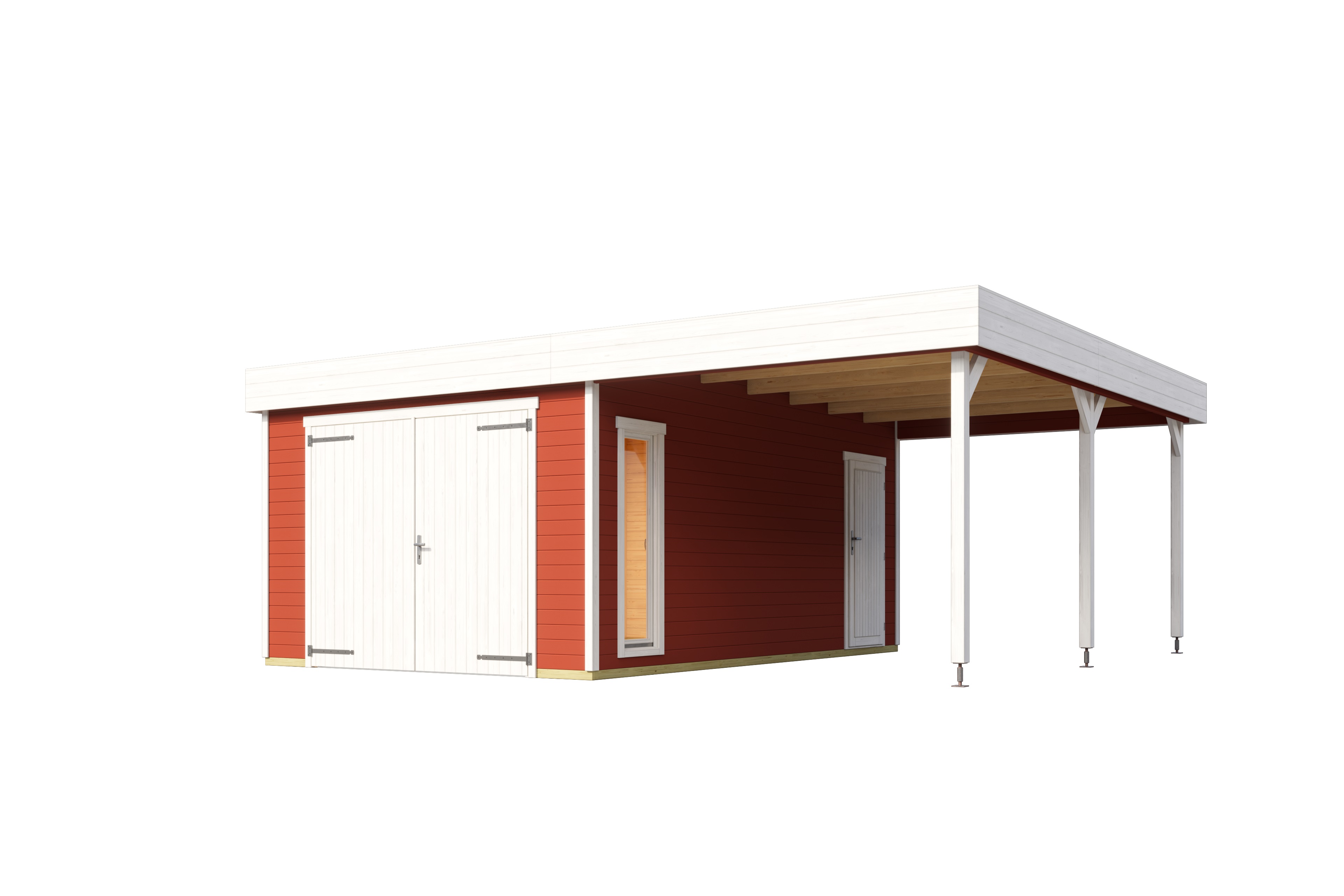 Lasita Maja Bahamas Set mit Holztor Garage 44mm mit Dachanbau, 660 x 540, Schwedenrot Lasita Maja Bahamas Set mit Holztor Garage 44mm mit Dachanbau, 660 x 540, Schwedenrot