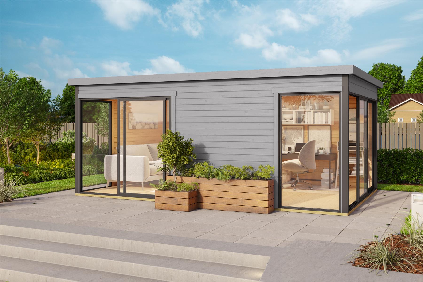 Lasita Maja Domeo 3 Gartenhaus Blockhaus 44 mm 2-Raum, 509 x 322, Lichtgrau Lasita Maja Domeo 3 Gartenhaus Blockhaus 44 mm 2-Raum, 509 x 322, Lichtgrau