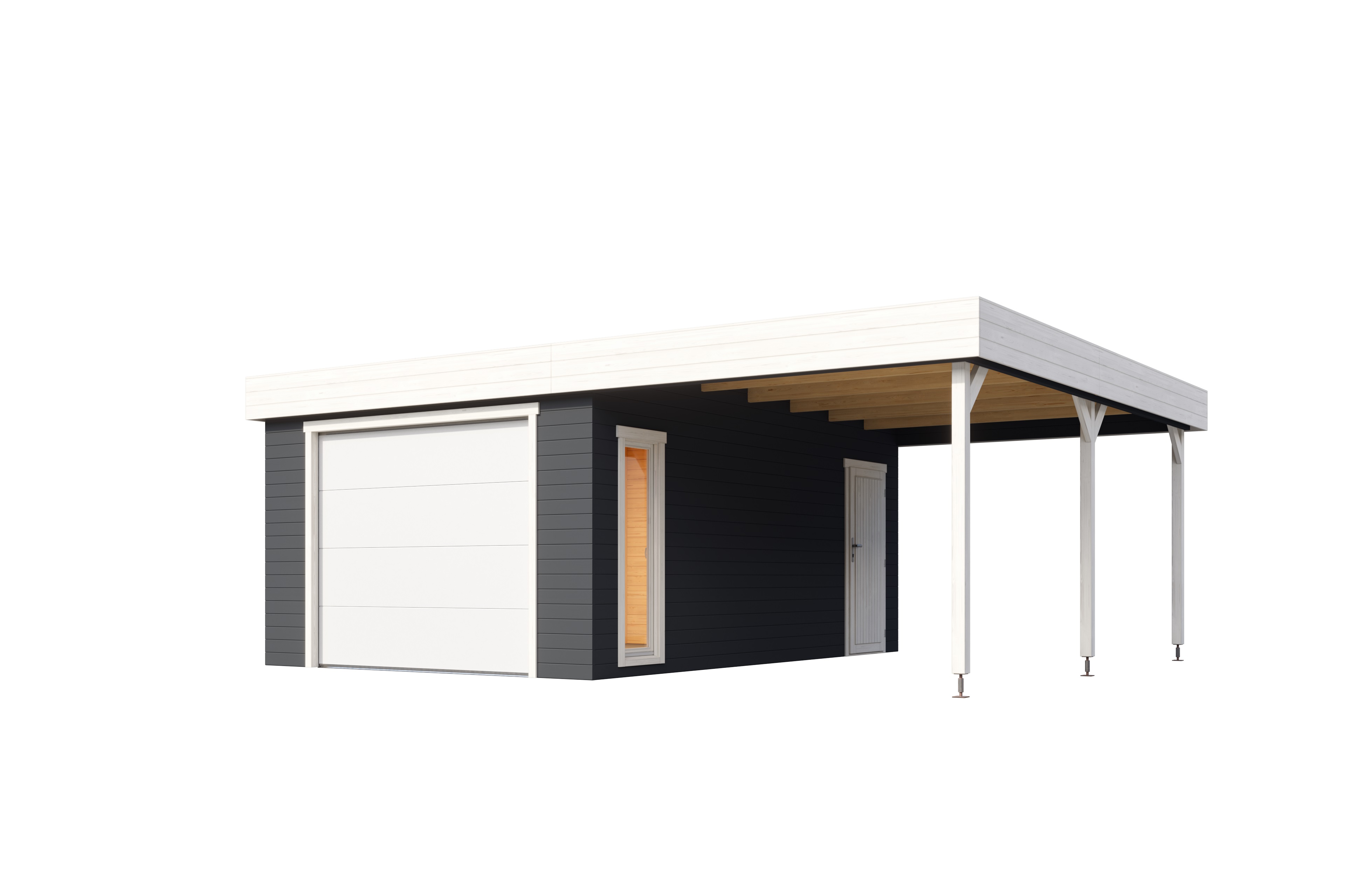 Lasita Maja Bahamas Set mit Sektionaltor Garage 44mm mit Dachanbau, 660 x 540, Carbongrau Lasita Maja Bahamas Set mit Sektionaltor Garage 44mm mit Dachanbau, 660 x 540, Carbongrau